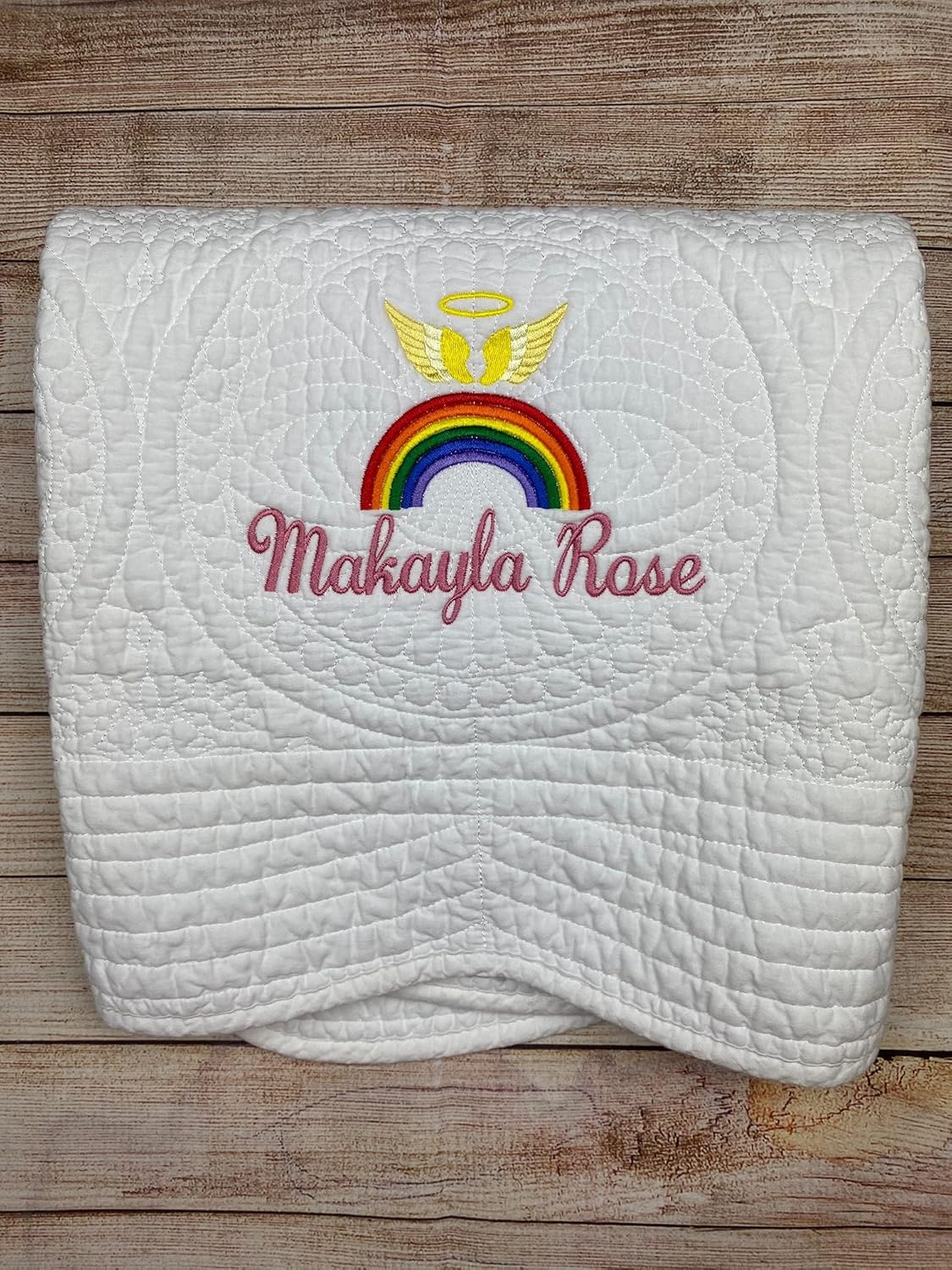 Rainbow Baby Gifts for Baby Miracle Blanket Embroidered Quilt and Keepsake Baby Gifts for Baby Girl Milestone Blanket with Name Monogrammed Baby