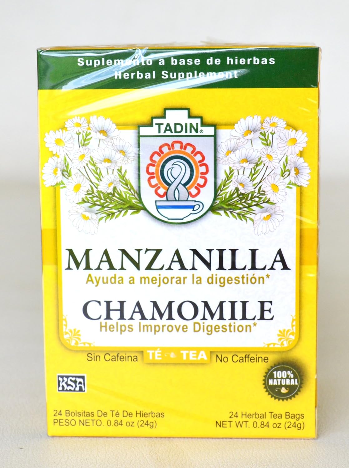 Tadin Té de Manzanilla – Te de Manzanilla – Mejora la Digestión – 24 Bolsas 3 Paquetes