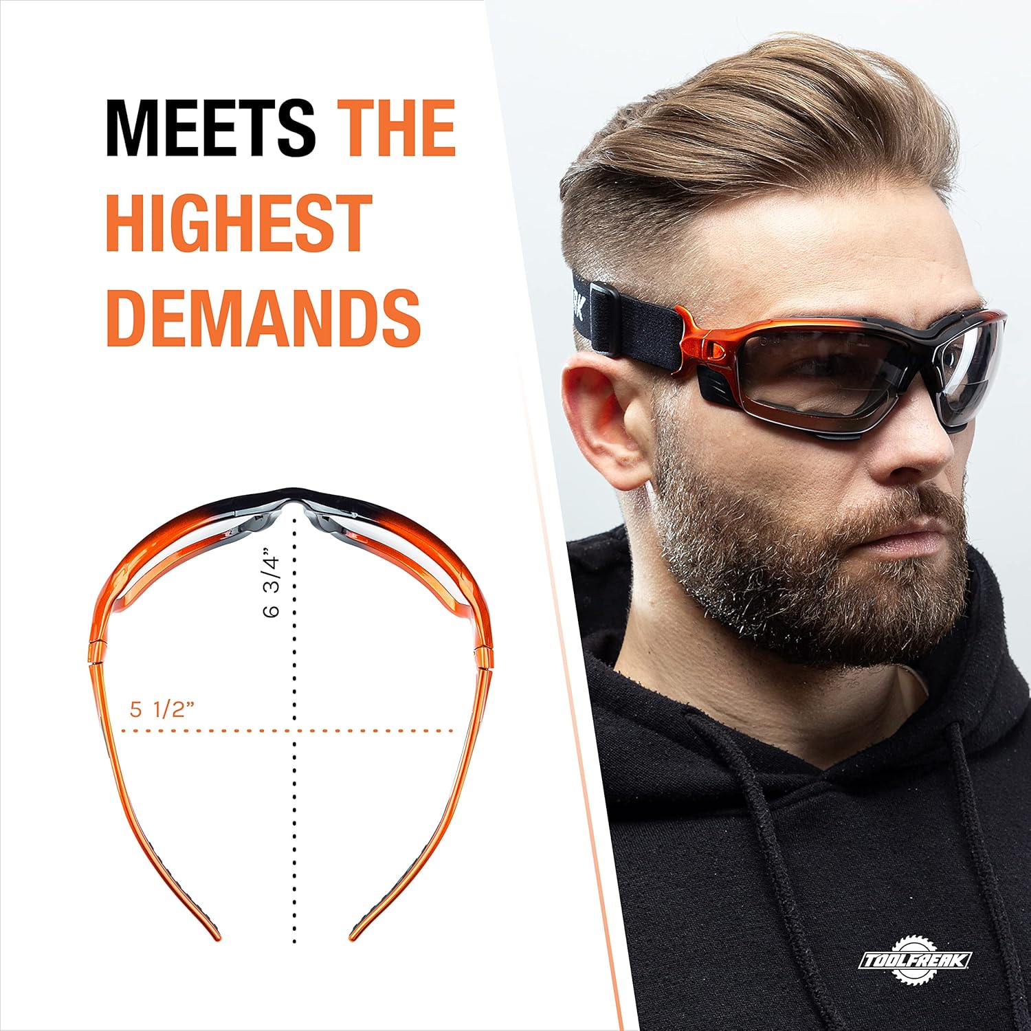 ToolFreak Recka – Conjunto de gafas y gafas de seguridad, clasificado según ANSI z87.1-2015, accesorios incluidos