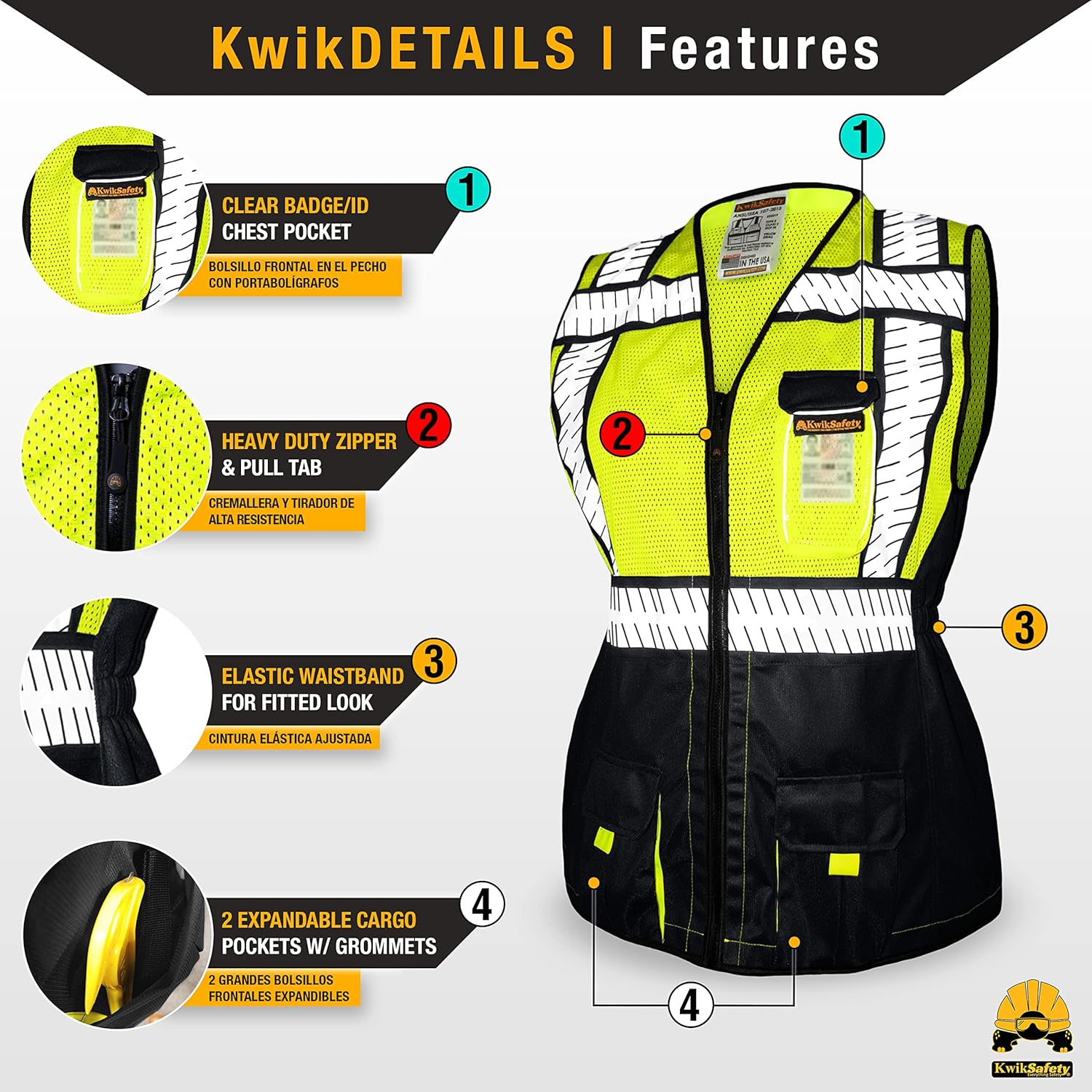 KwikSafety – Charlotte, NC – SHERIFF & SPECIALIST Chaleco de Seguridad para Mujer ANSI OSHA