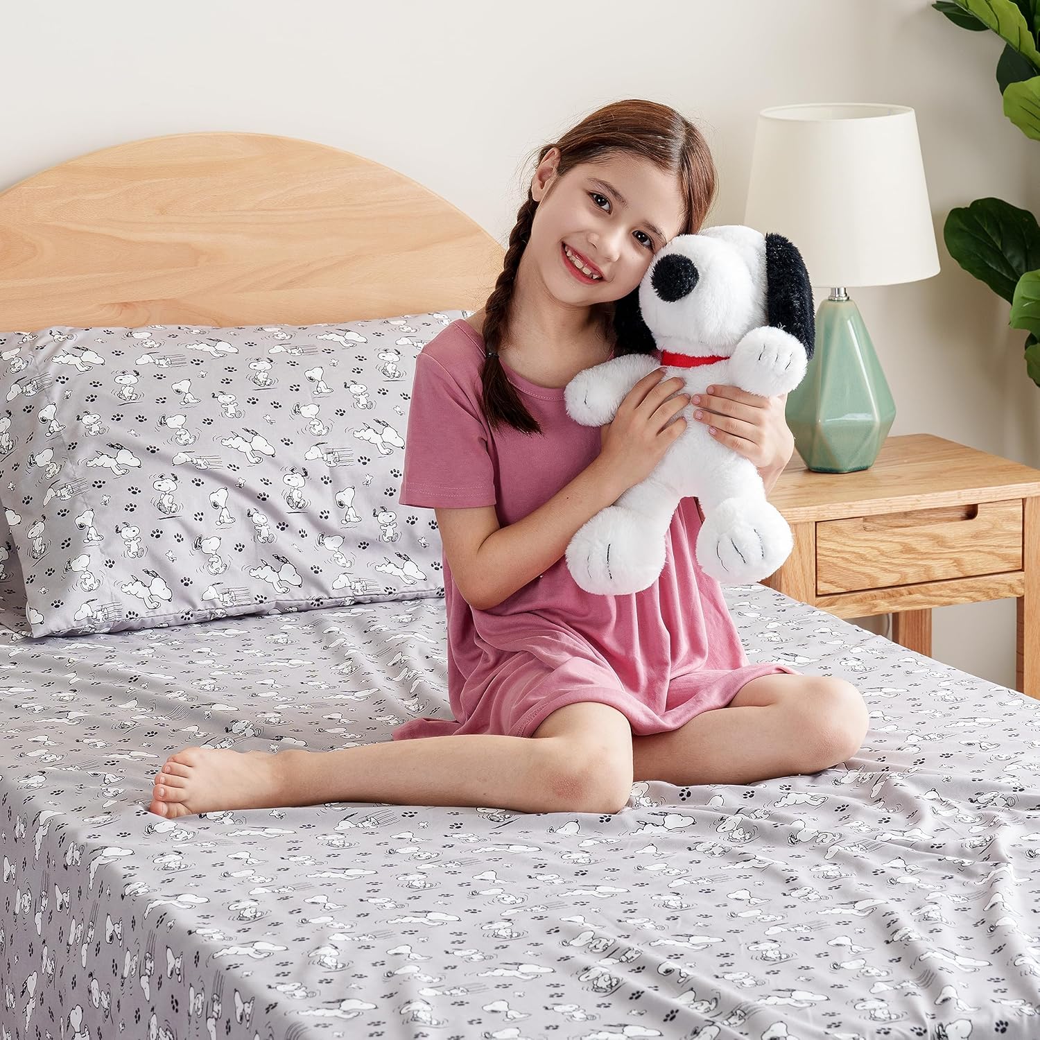 Berkshire Blanket Peanuts – Juego de sábanas para niños, tamaño individual, 3 piezas, Peanuts Mini Poses and Paws Grey, lindo personaje Snoopy