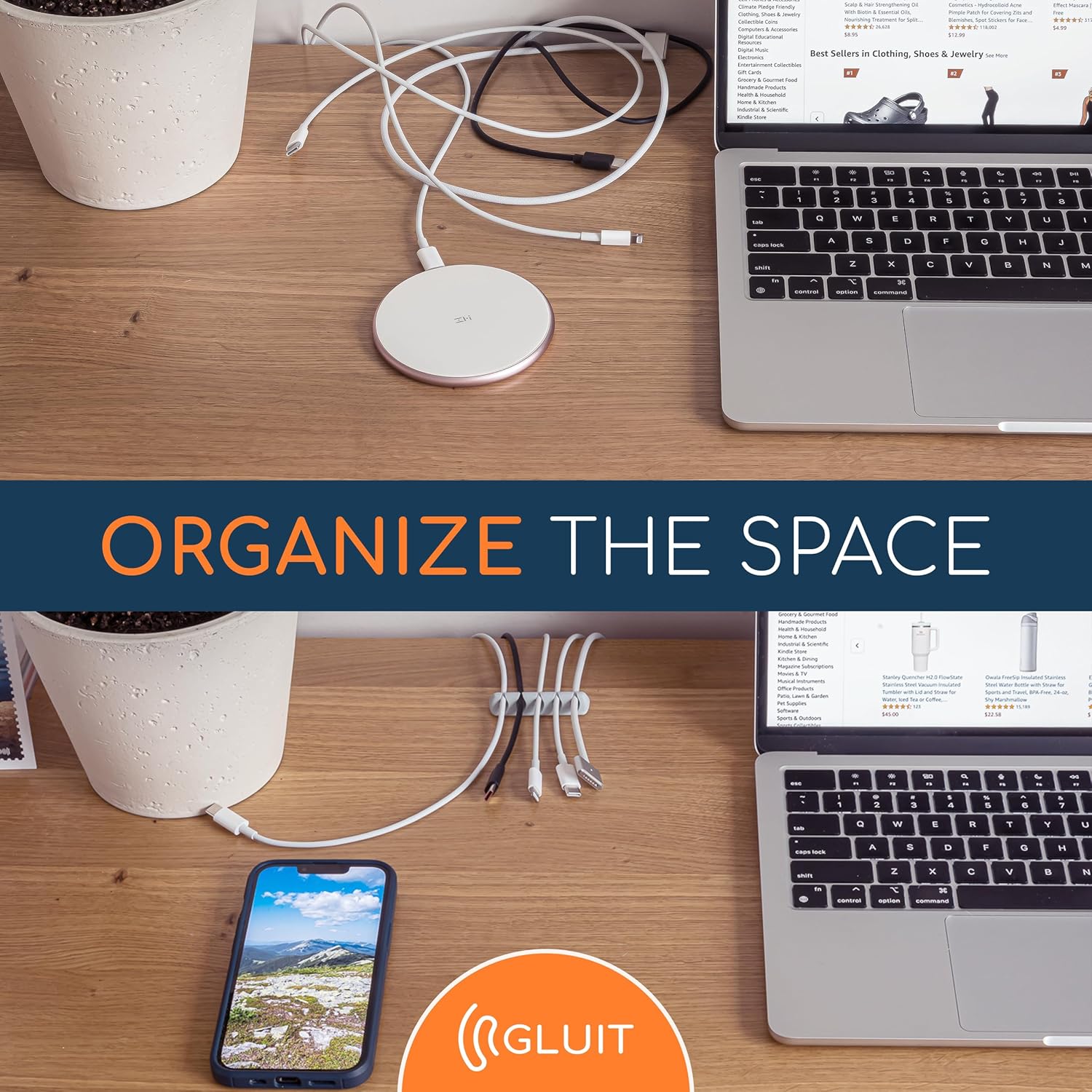 Gluit – Organizador de cables de escritorio versátiles, clips de alambre y soporte para cables, organizador de cables para escritorio, accesorios de