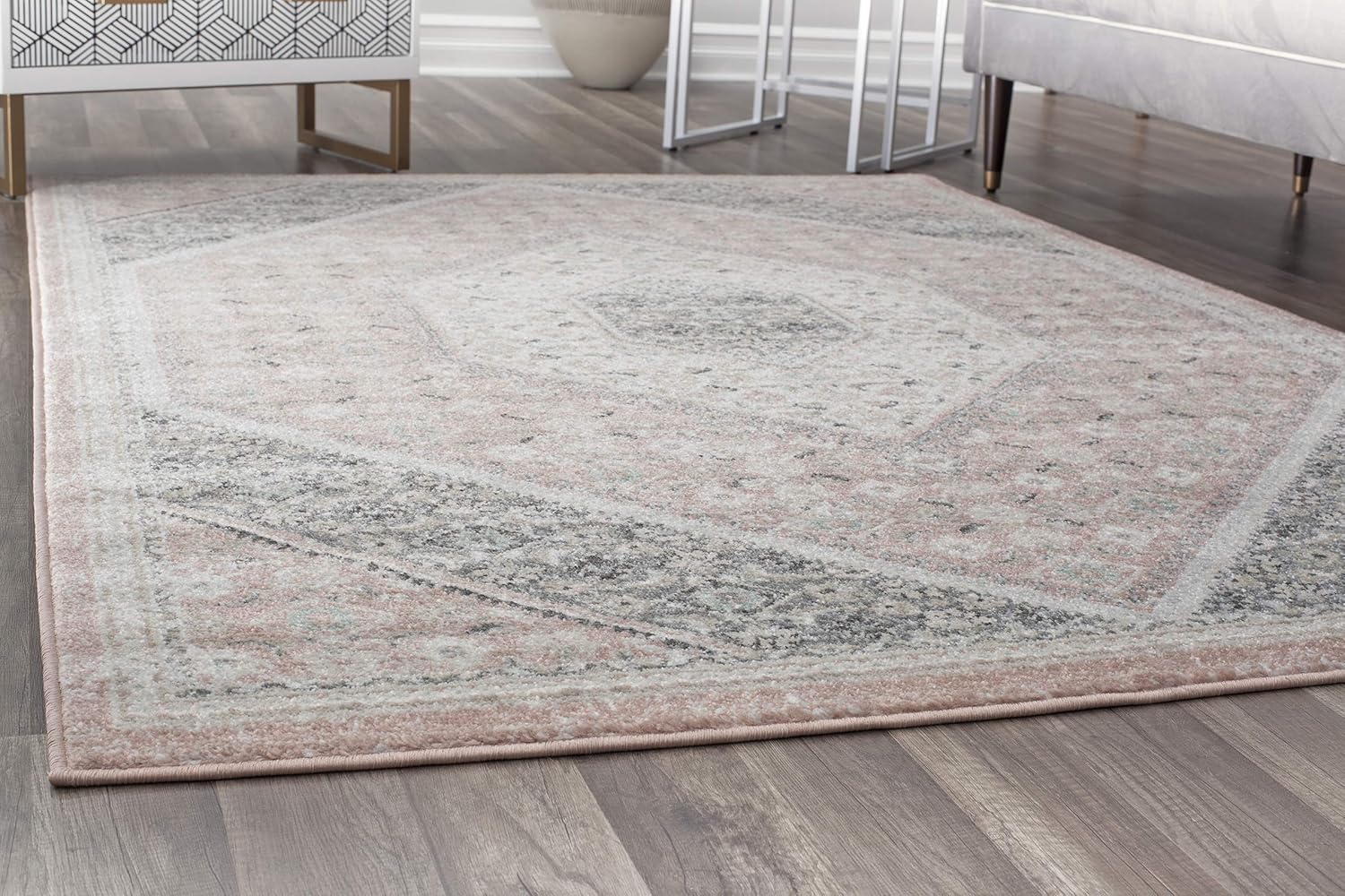 Rugs America Harper HY30B – Alfombra de área de transición vintage rosa de cuarzo de 5 x 7 pies