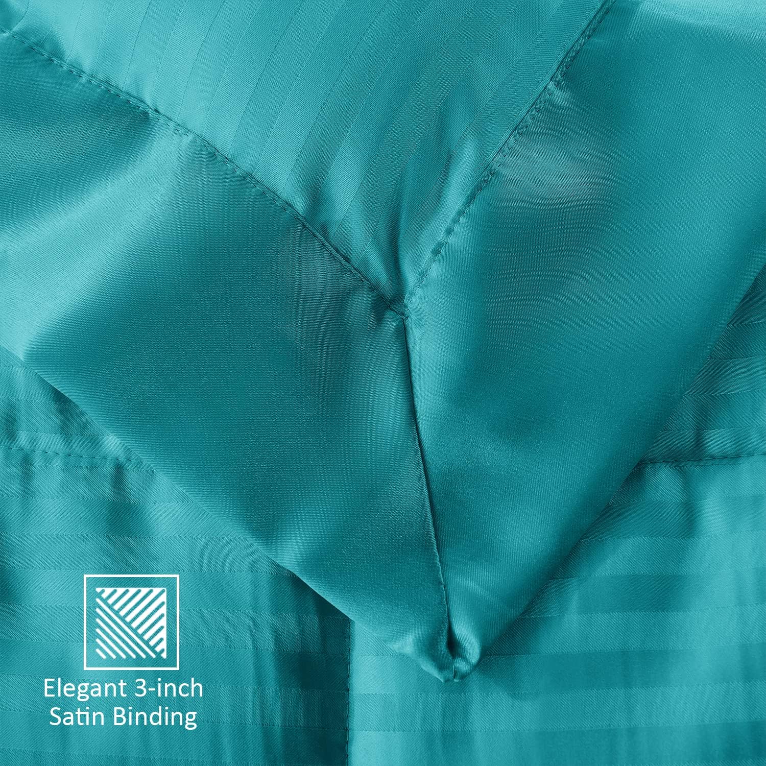 downluxe Manta de tamaño Queen con ribete satinado, ligera, alternativa de plumón tamaño Queen para todas las estaciones, lavable a máquina (verde