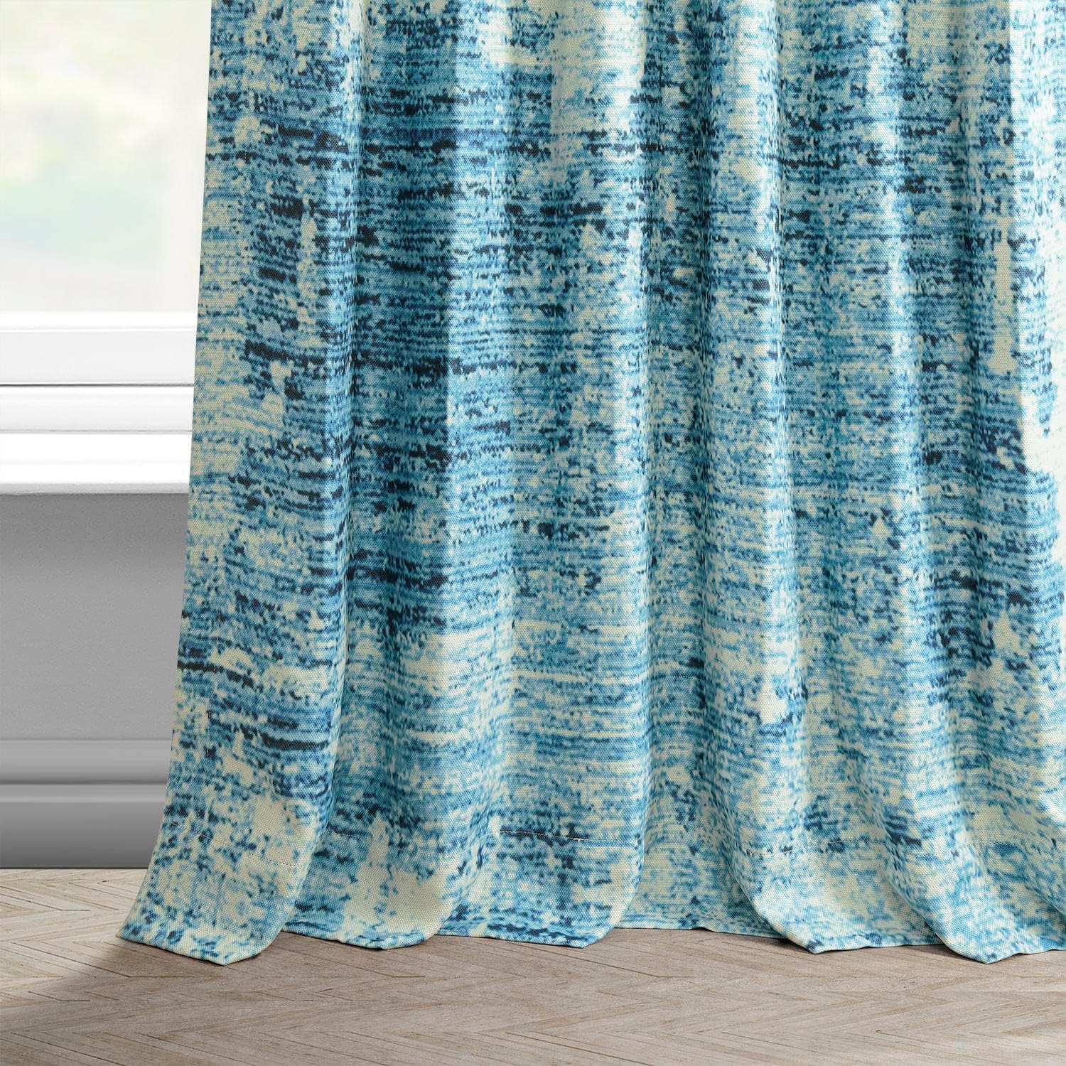 HPD Half Price Drapes BOCH-DLN2013A-108 – Cortinas opacas para dormitorio, 50 x 108 pulgadas, con textura de lino azul, (1 panel)