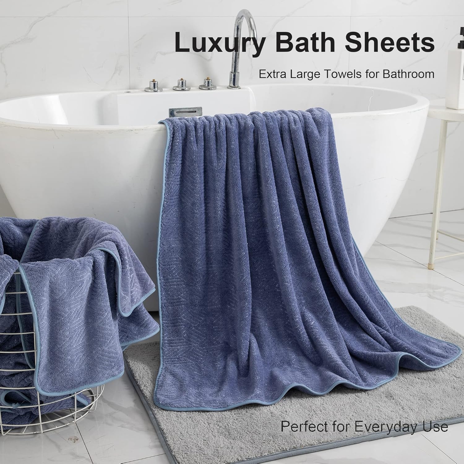 Paquete de 4 toallas de baño extra grandes de 35 x 70 pulgadas, altamente absorbentes, de secado rápido, toallas de baño grandes de microfibra de