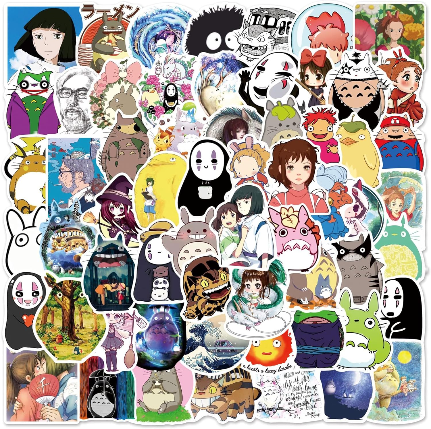 100 calcomanías de Miyazaki Hayao, calcomanías de anime de dibujos animados, calcomanías de vinilo para Hydro Flask, laptop, botella de agua,