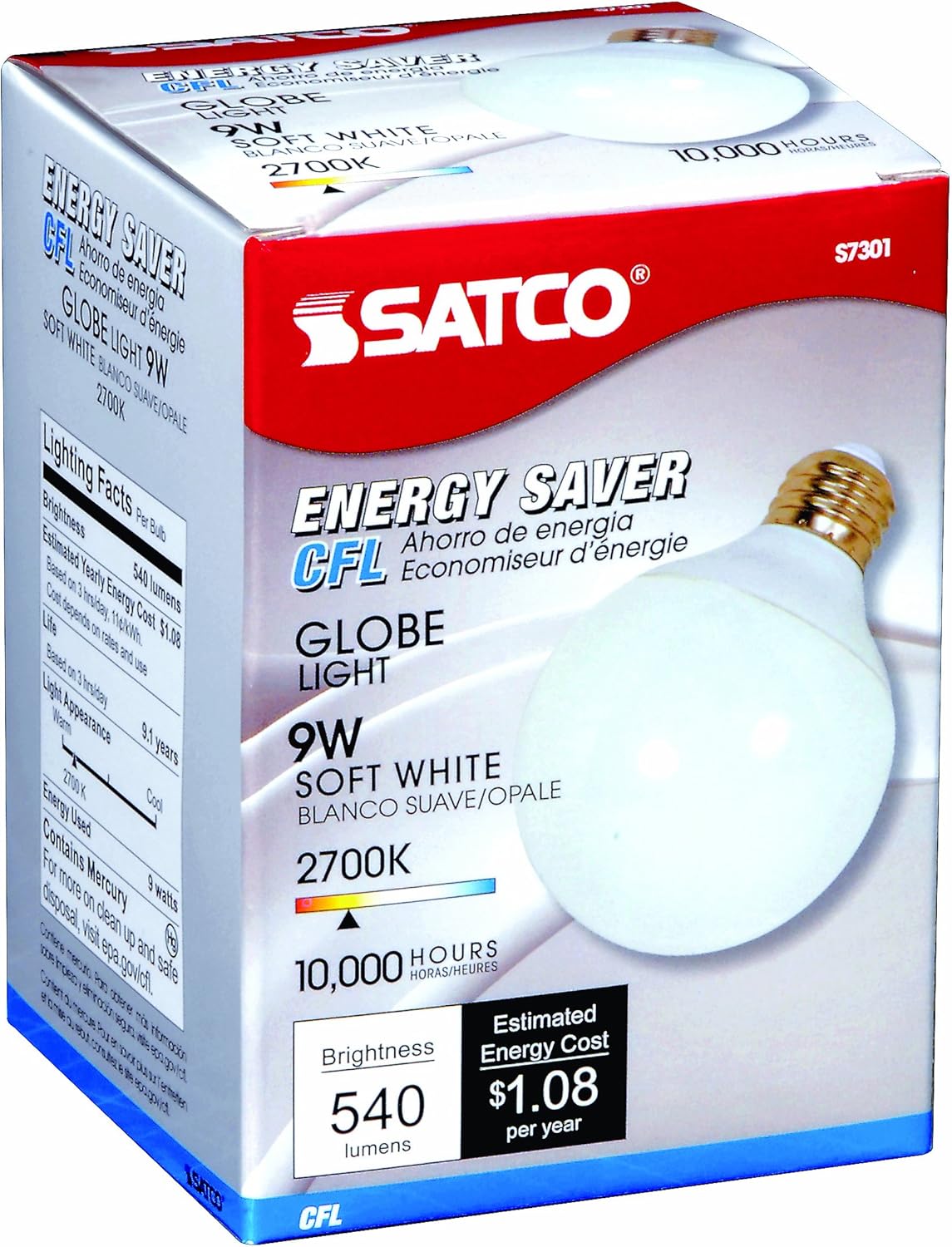 Satco S7301 – Bombilla mediana con acabado de 4.34 pulgadas, 2700 K blanco suave, color (paquete de 2)