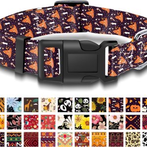 Seyezo Collar de perro de Halloween con sombrero de bruja, bonito collar transpirable para cachorros para niños y niñas con hebilla de seguridad, Seyezo Collar de perro de Halloween con sombrero de bruja, bonito collar transpirable para cachorros para niños y niñas con hebilla de seguridad,