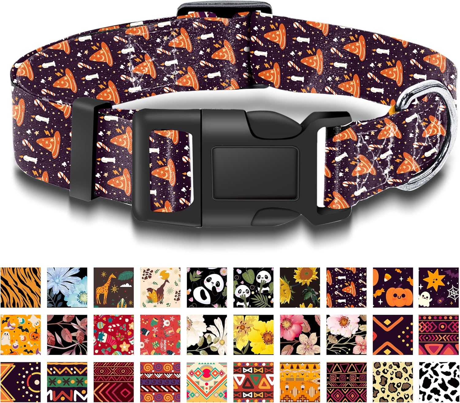 Seyezo Collar de perro de Halloween con sombrero de bruja, bonito collar transpirable para cachorros para niños y niñas con hebilla de seguridad,