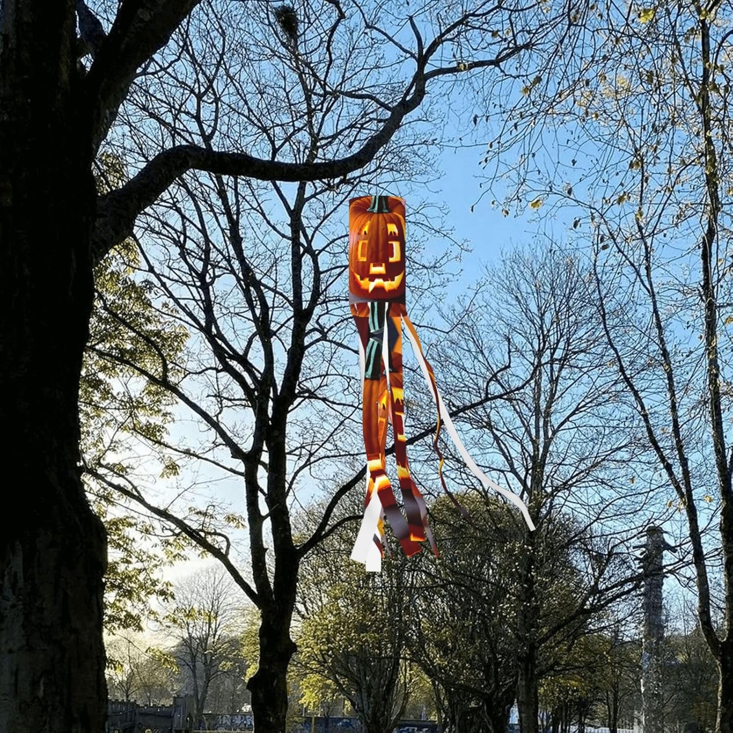 Calabaza de otoño Halloween Windsock decoraciones colgantes al aire libre, conducto de Halloween, decoraciones de manga de viento fantasmal