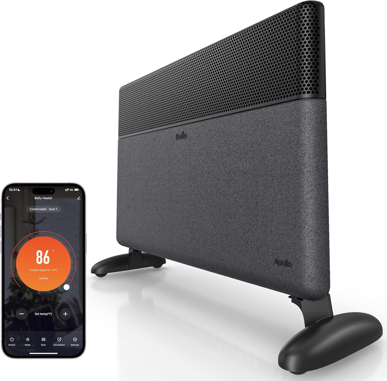 Ballu Calentadores de espacio con panel de convección para uso en interiores con termostato inteligente, temporizador de 24 horas, control WIFI y