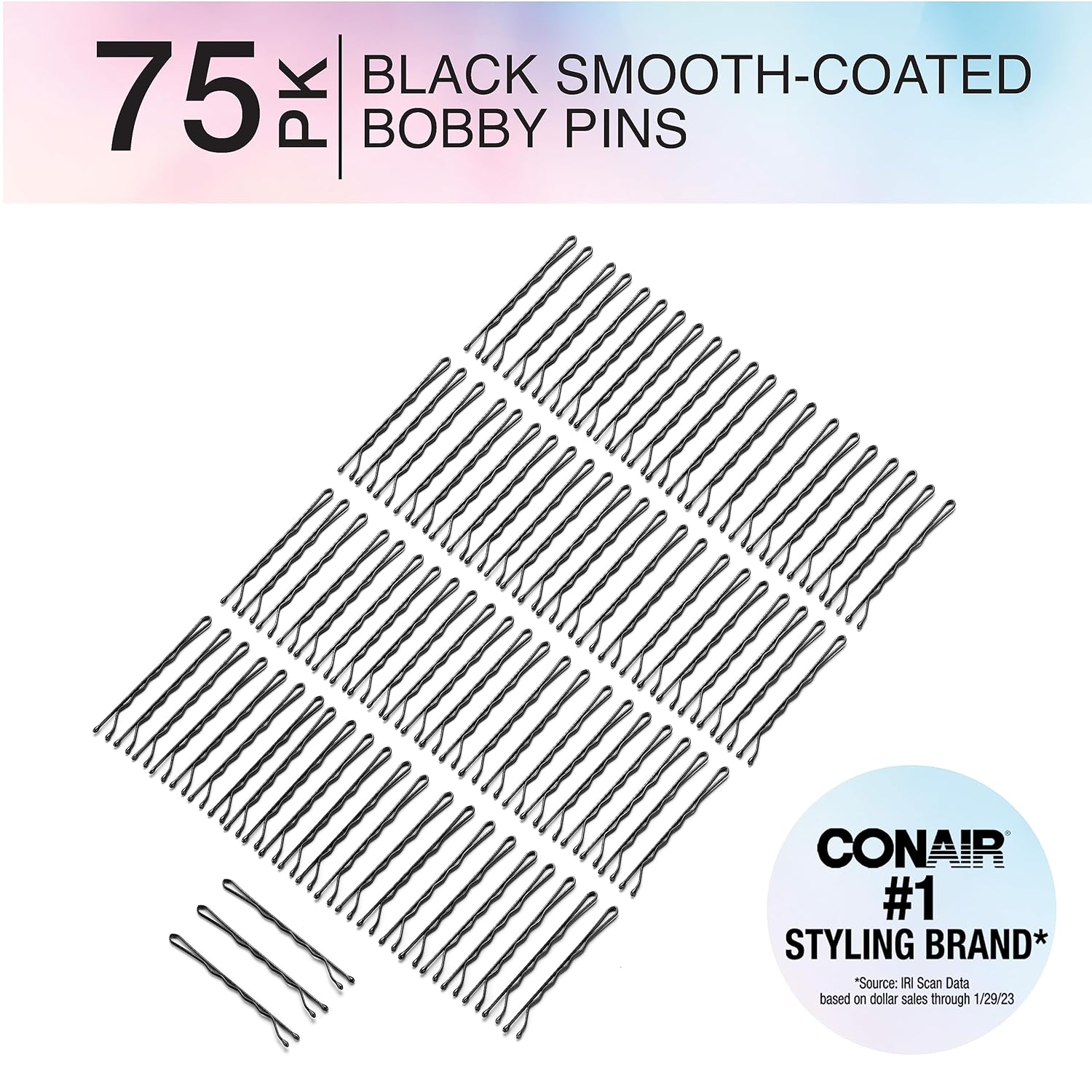 Conair Pin & Match Bobby Horquillas para el cabello, alfileres negros empaquetados dentro de un recipiente de almacenamiento, 75 unidades (paquete
