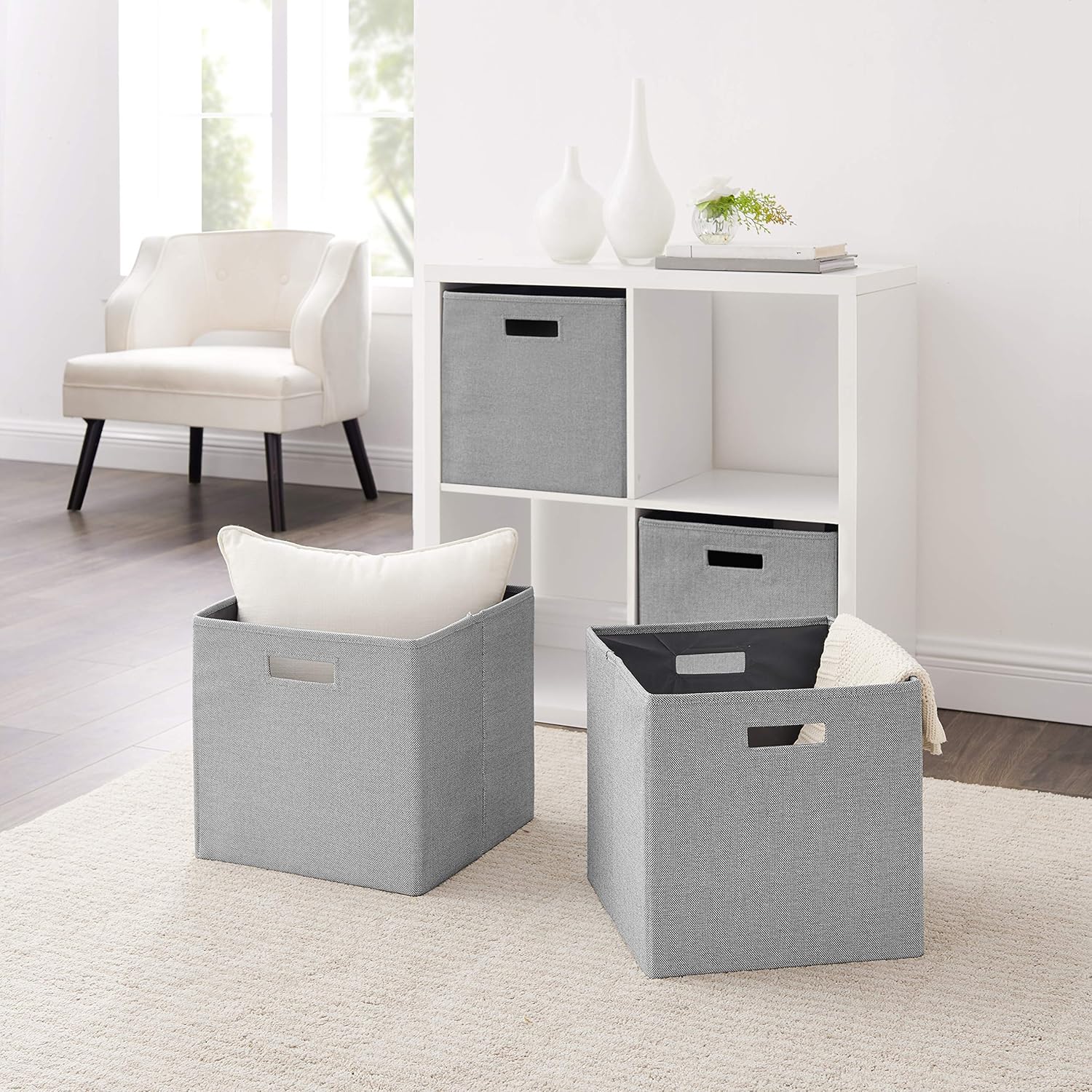 Linon Dawes – Contenedor de almacenamiento (2 unidades), color gris