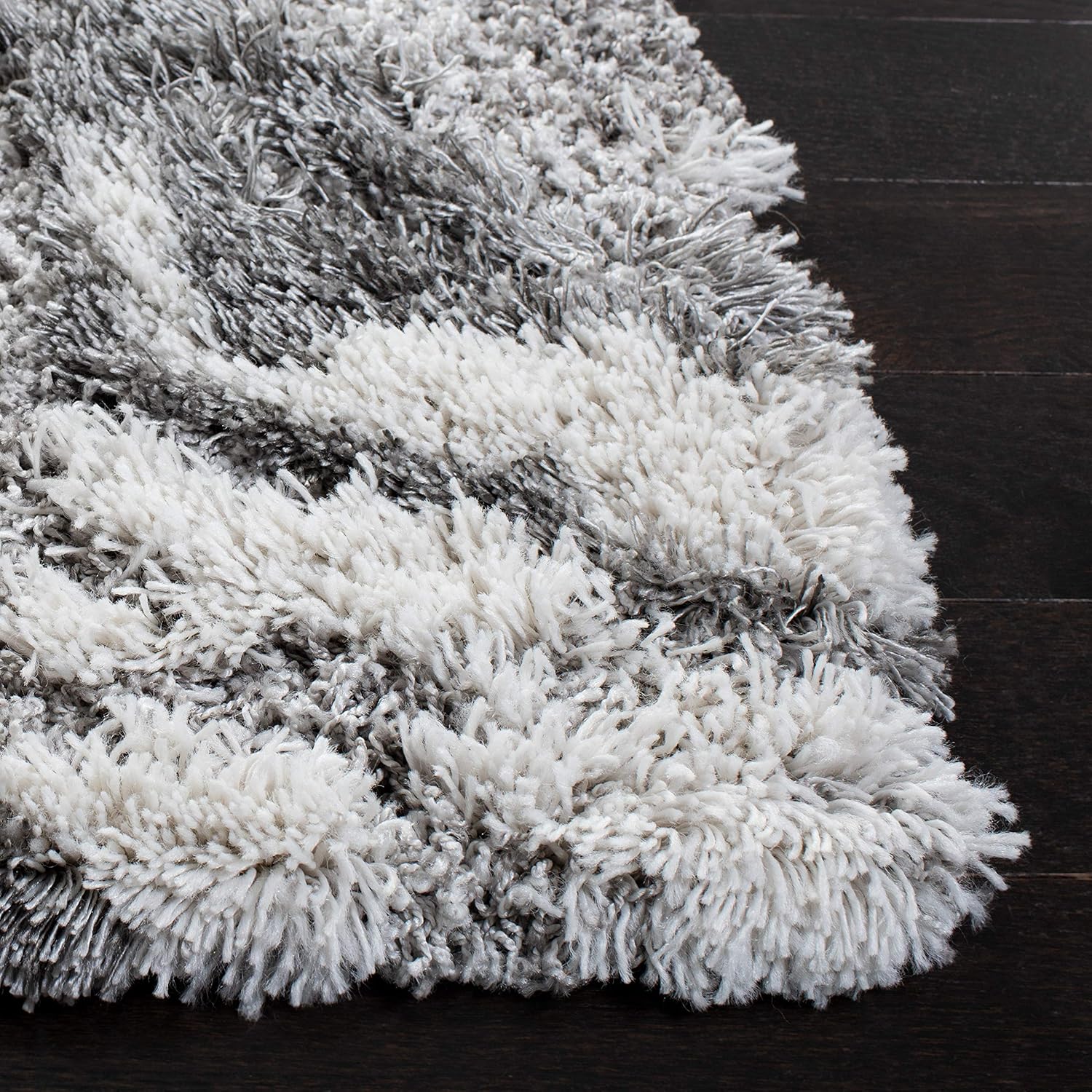 SAFAVIEH Horizon Shag Collection – Alfombra de área de 8 x 10 pies, color gris y marfil, diseño abstracto moderno, no desprende pelusa y de fácil