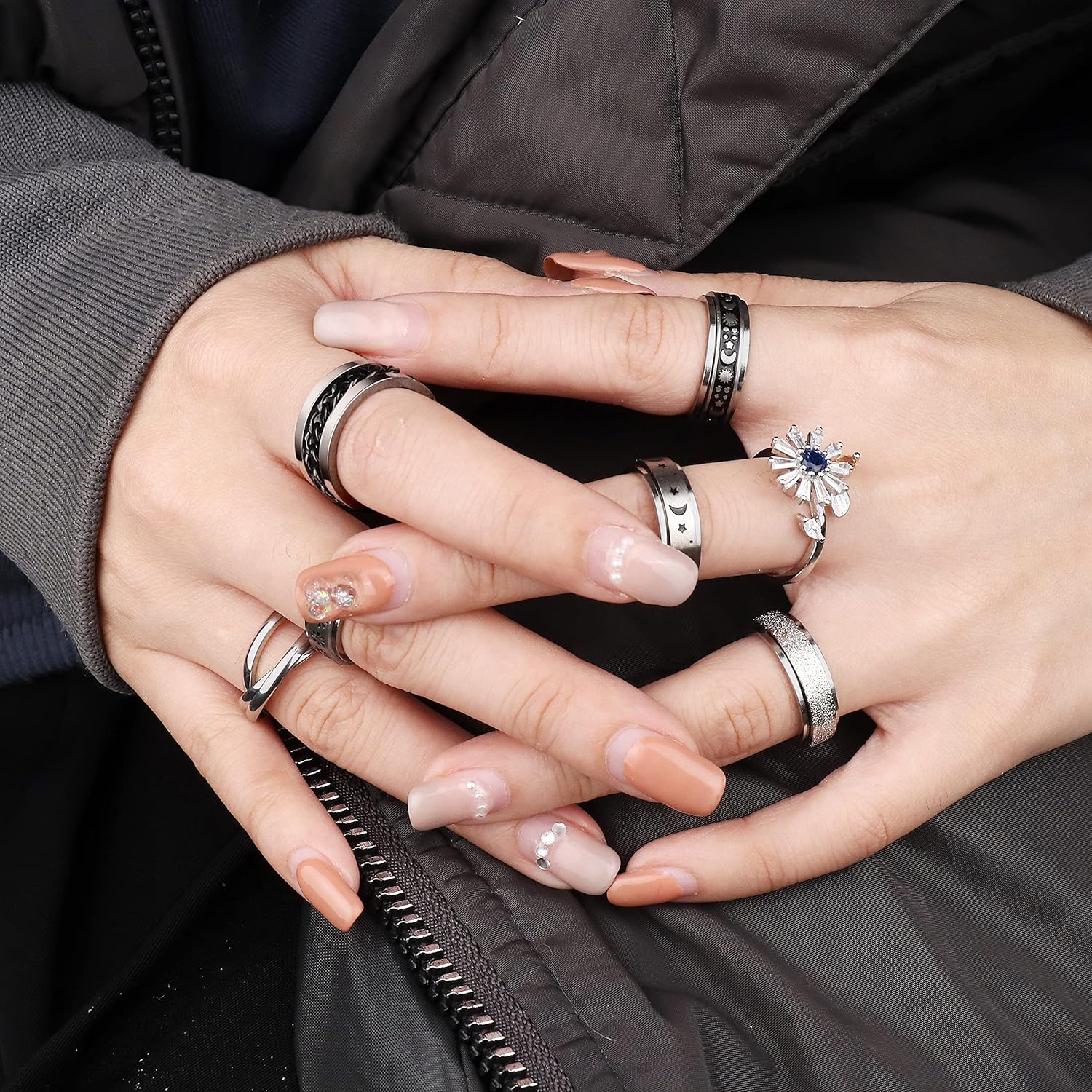 FASACCO Anillo giratorio para la ansiedad, anillo giratorio para la ansiedad