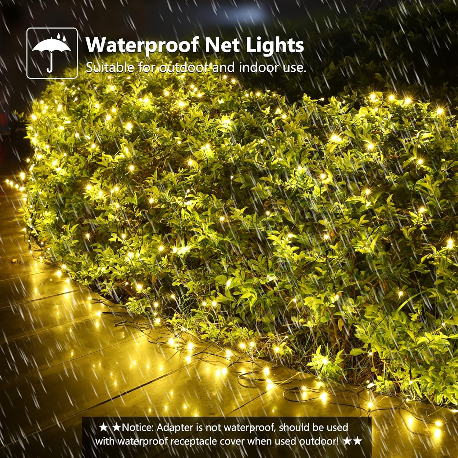LED Christmas Net Lights Outdoor Decorative Lights, 6.6ftx3.3ft 160 LED Fairy Mesh Lights, 8 Modes Waterproof Connectable Plug In Christmas Lights