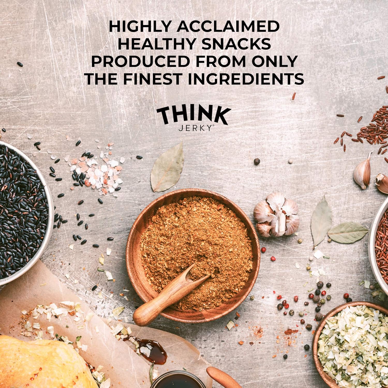 Palitos de carne de vacuno alimentada con pasto y pavo de rango libre de Think Jerky