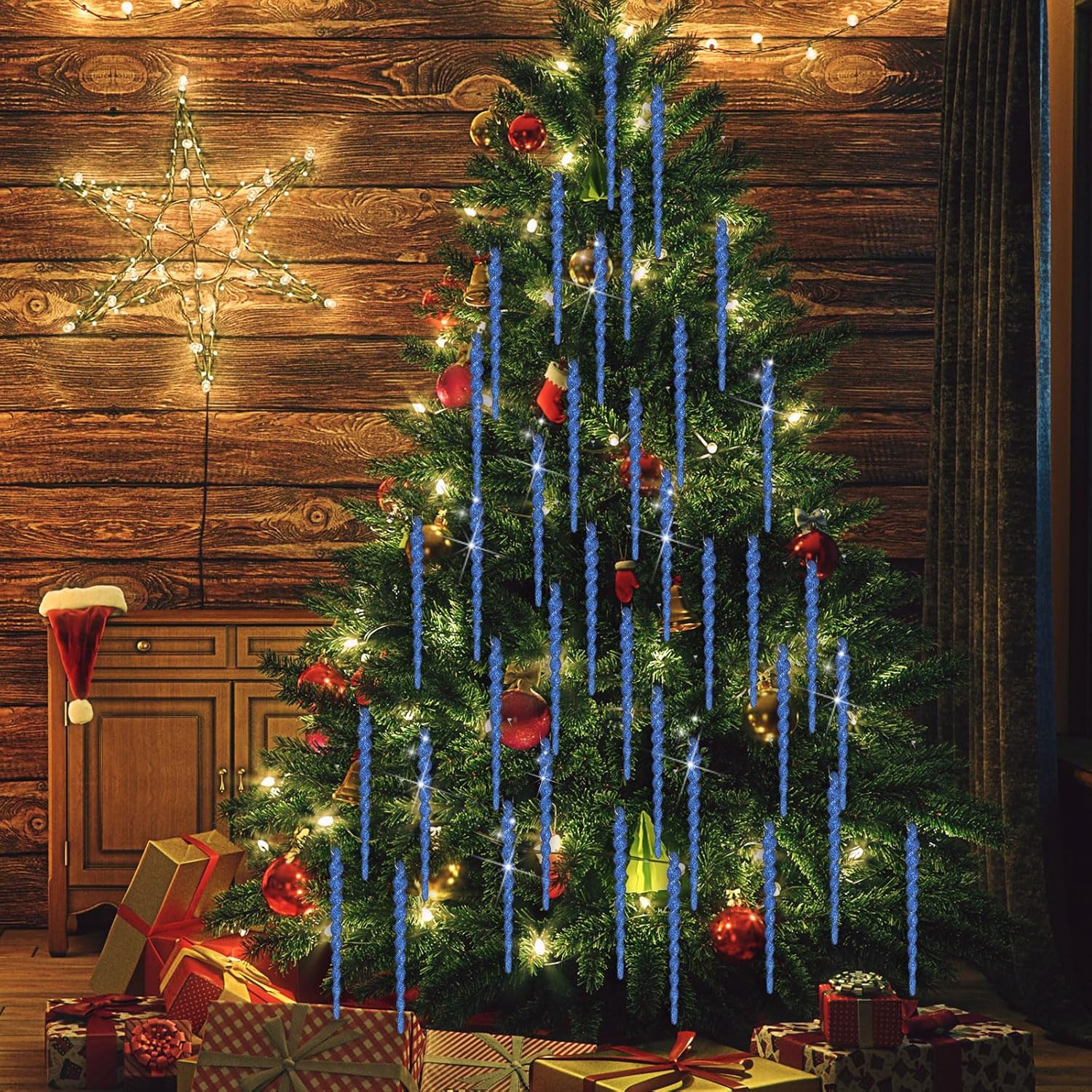 50 carámbanos de árbol para Navidad, adornos de carámbanos de plástico, carámbanos de Navidad, torcidos, decoración colgante para invierno,