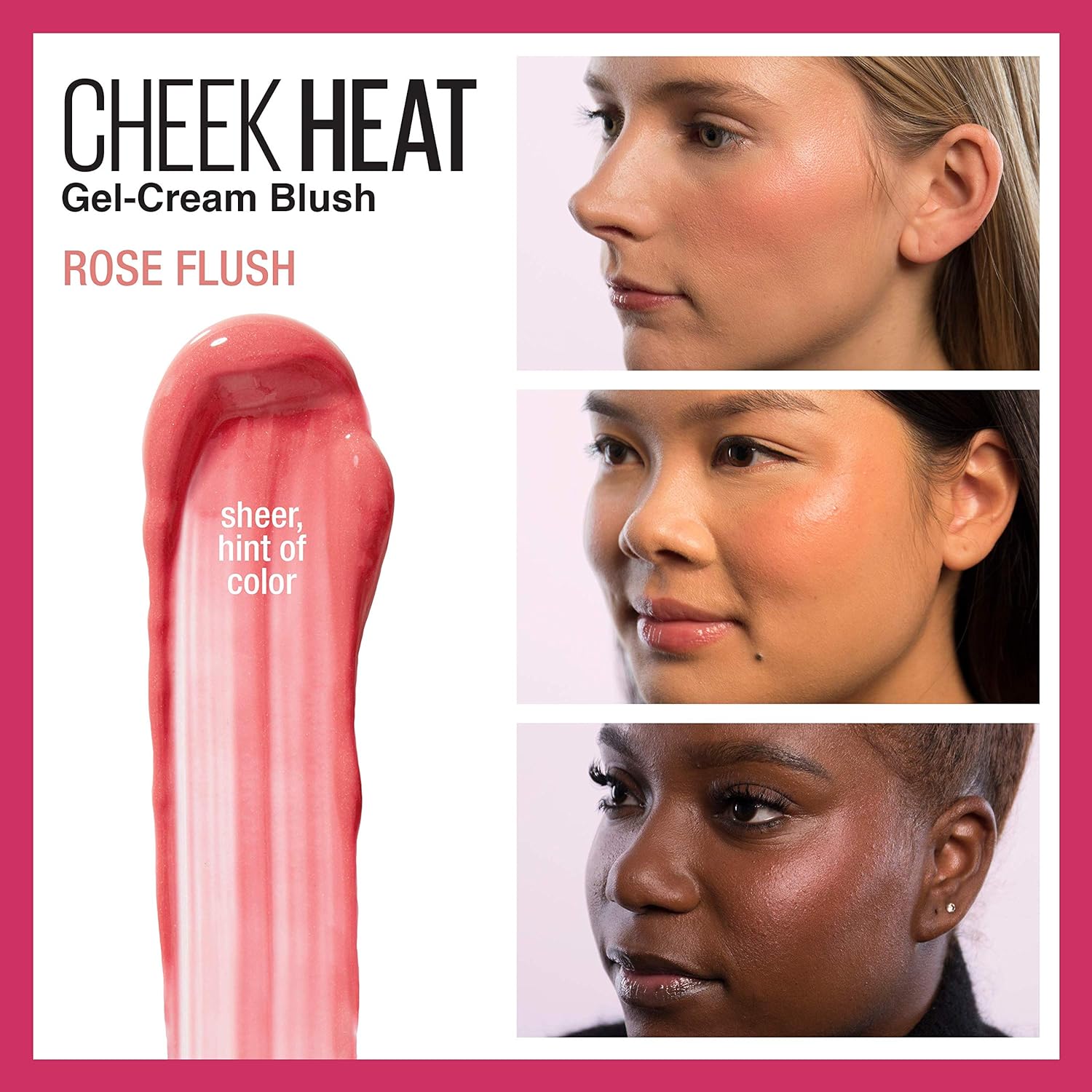 Maybelline Cheek Heat Gel-Cream Blush Makeup, lightweight, Breathable Feel, Sheer Flush Of Color, Natural-Looking, Dewy Finish, Oil-Free, Rose