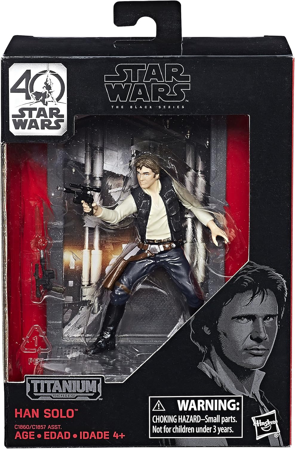 Star Wars Black Series figura de acción de titanio de Han Solo por el 40 aniversario