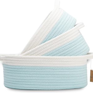 NaturalCozy Juego de cestas de almacenamiento ovaladas de 3 piezas, cestas tejidas de cuerda natural para almacenamiento, cesta de regalo vacía, NaturalCozy Juego de cestas de almacenamiento ovaladas de 3 piezas, cestas tejidas de cuerda natural para almacenamiento, cesta de regalo vacía,