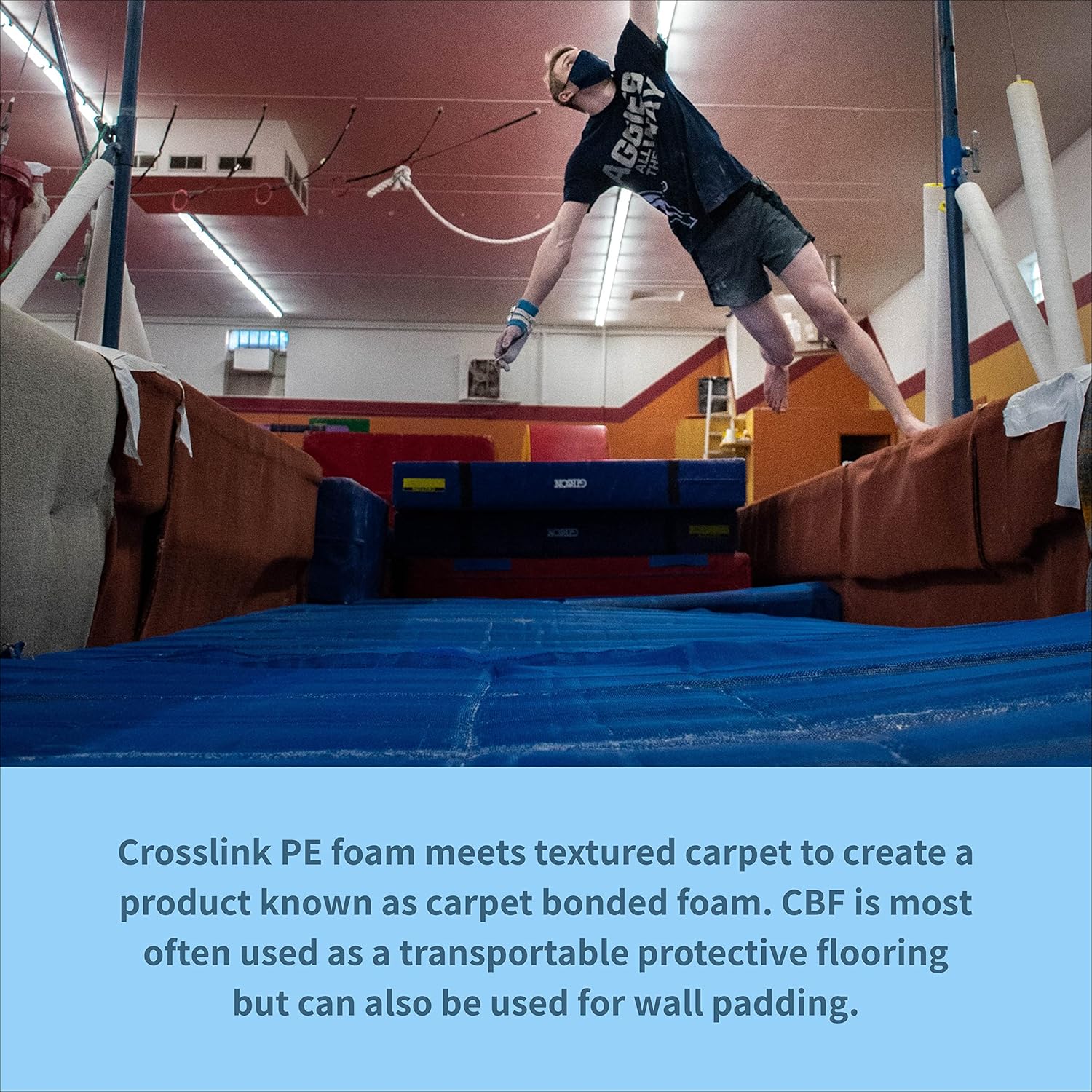 Envirolite Carpet Bonded Foam Folding Mats – Trifold Exercise Mat for Tumbling, Gymnastics, Wrestling, Martial Arts, MMA, Aerobics, and Plyometrics