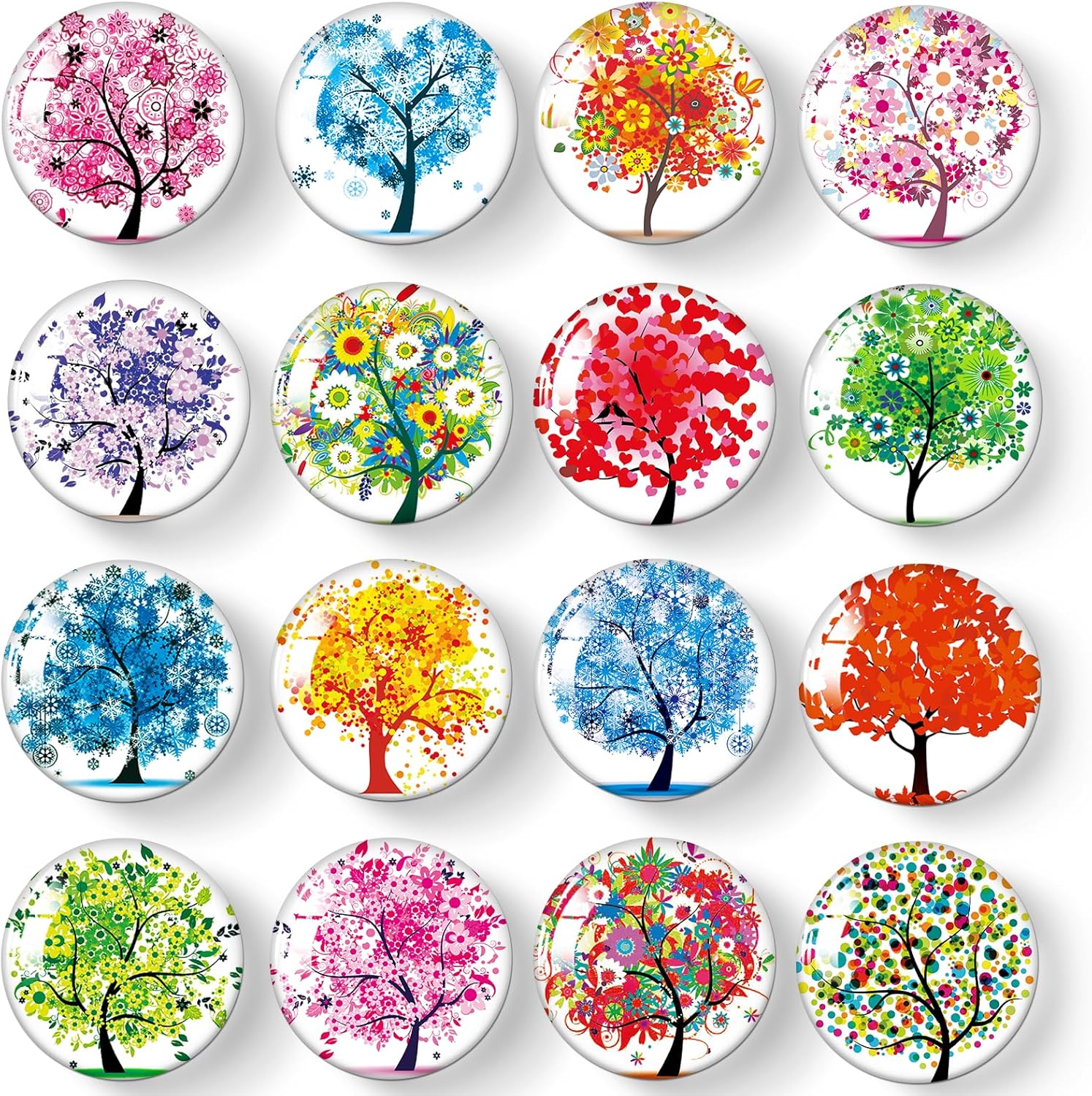 MORCART 16PCS Refrigerator Magnets, Cute Tree Fridge Magnets of Life Locker Whiteboard Decorative Magnetic Board Cabinets Classroom Office Cubicle