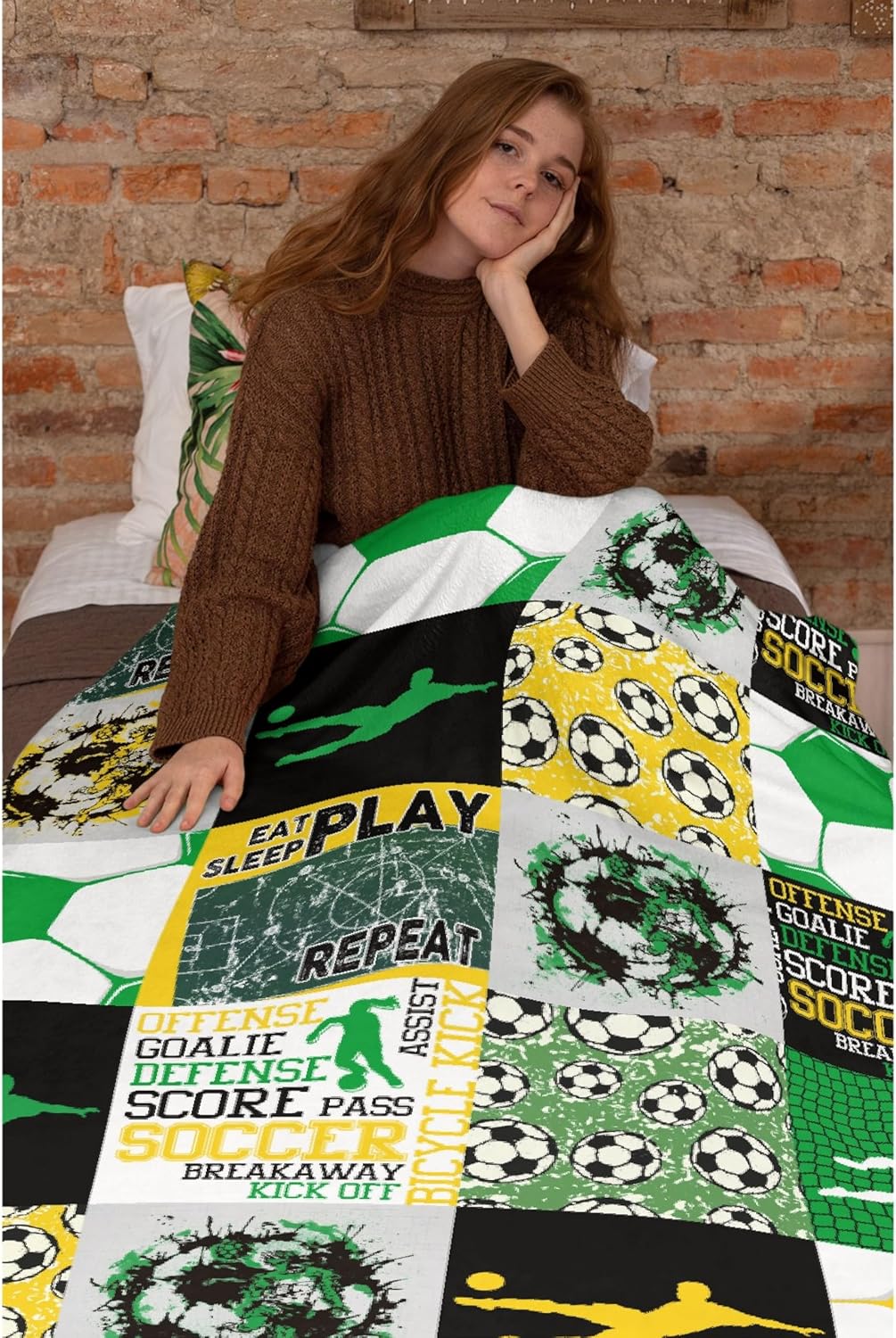 Manta de fútbol suave y ligera, manta de franela de regalo para mujeres pequeñas, manta para cama, sofá y viaje, 50 x 40 pulgadas, S para niños