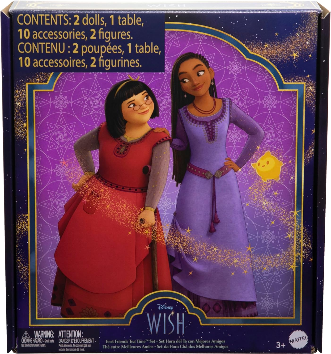 Mattel Disney’s Wish Playset con 2 muñecas, 2 figuras, 1 mesa y 10 accesorios, incluyendo muebles y comida, Best Friends Tea Time, Asha y Dalia de