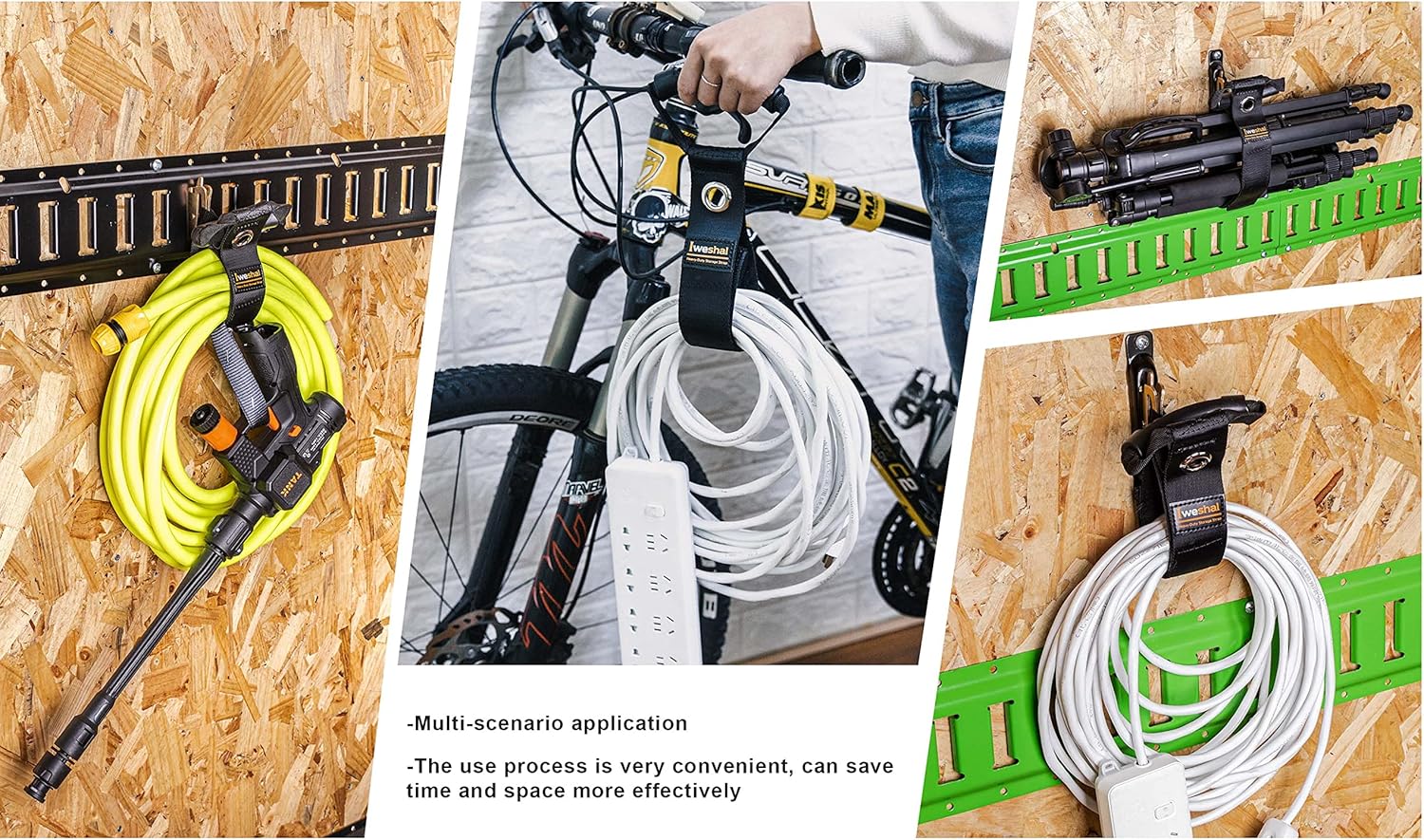 Organizador de cables de extensión para E-Track, paquete de 2 correas de almacenamiento resistentes para cables, cables y mangueras organizadas en