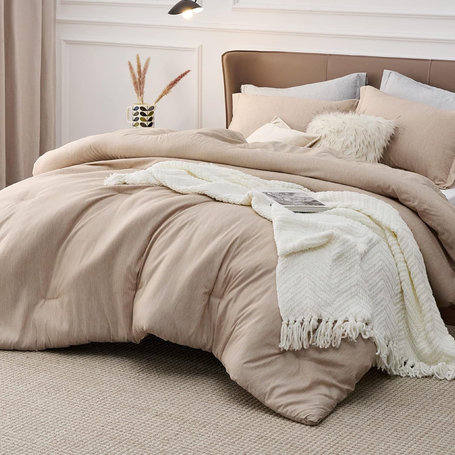 Bedsure Juego de edredón para cama individualindividual XL, edredón cálido de arena extra largo, ropa de cama suave para todas las estaciones, juego