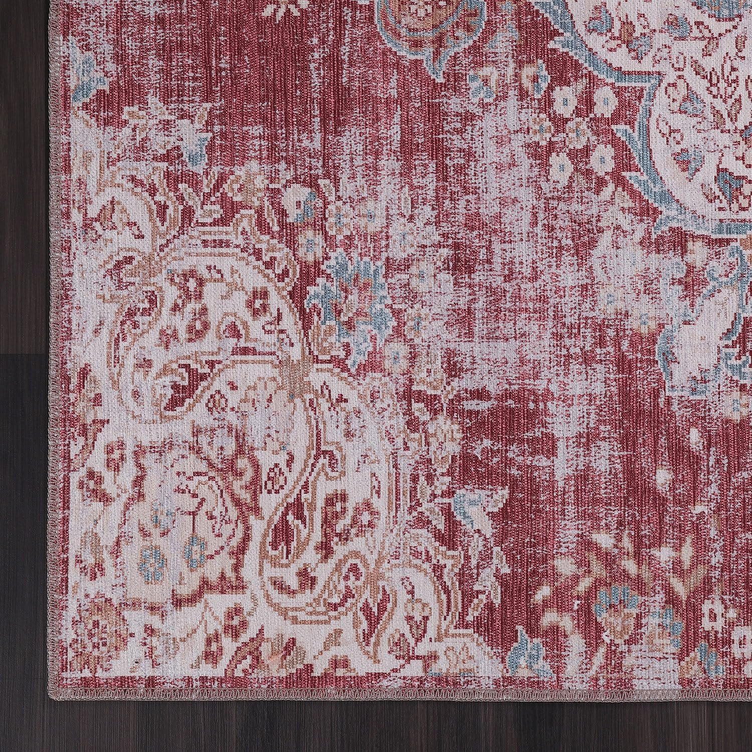 CAMILSON Alfombras de pasillo lavables a máquina con parte trasera antideslizante para cocina, pasillo, entrada, alfombra envejecida vintage de 2 x