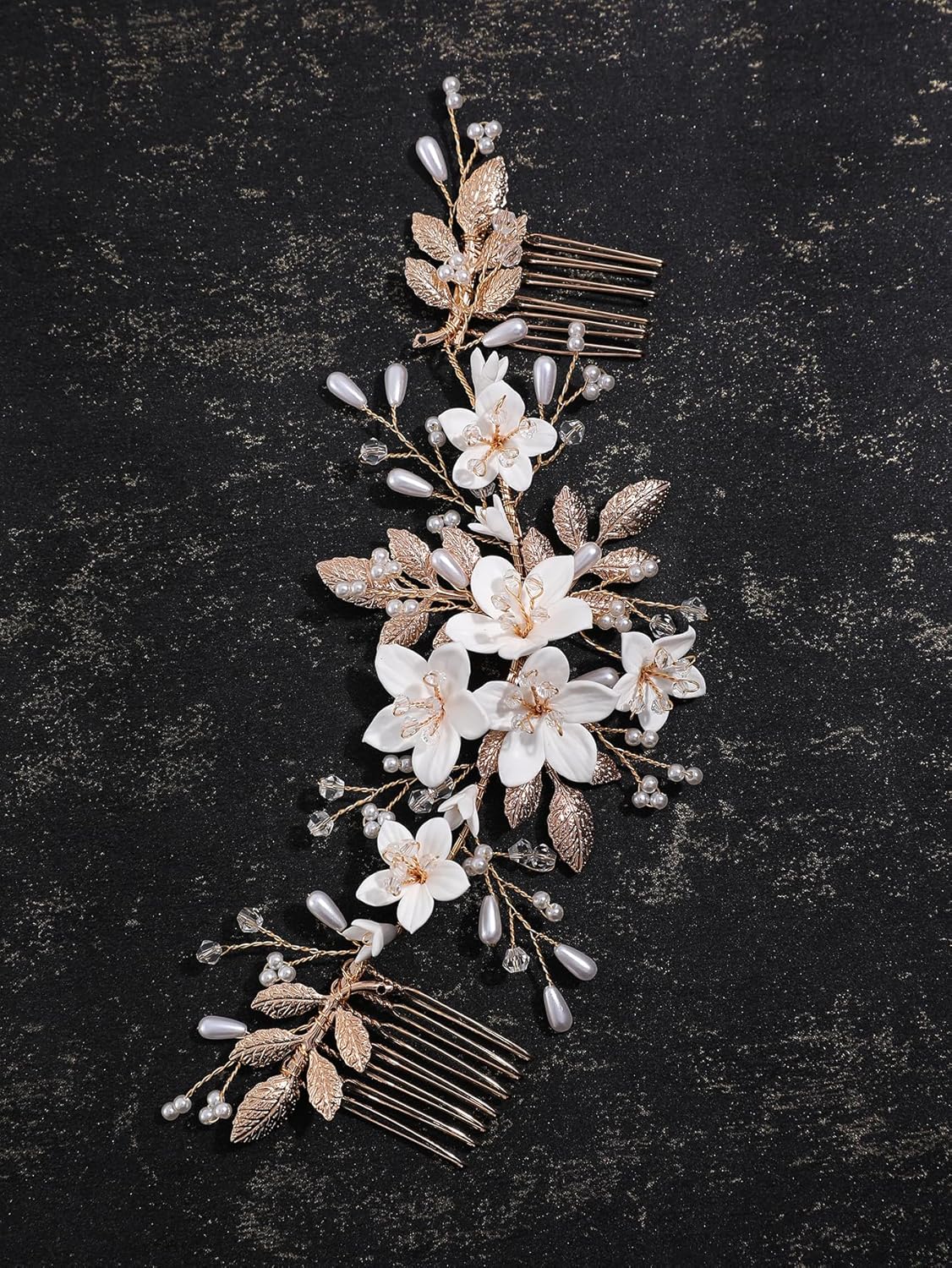 Accesorios para el cabello de boda nupcial, ramitas de perlas y peine de flores blancas, enredaderas para bodas, fiestas, novias, mujeres, niñas,