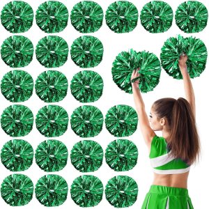 Paquete de 24 pompones de animadora con mango de bastón de 14.5 pulgadas metálicos para animar a niños y adultos (verde) Paquete de 24 pompones de animadora con mango de bastón de 14.5 pulgadas metálicos para animar a niños y adultos (verde)