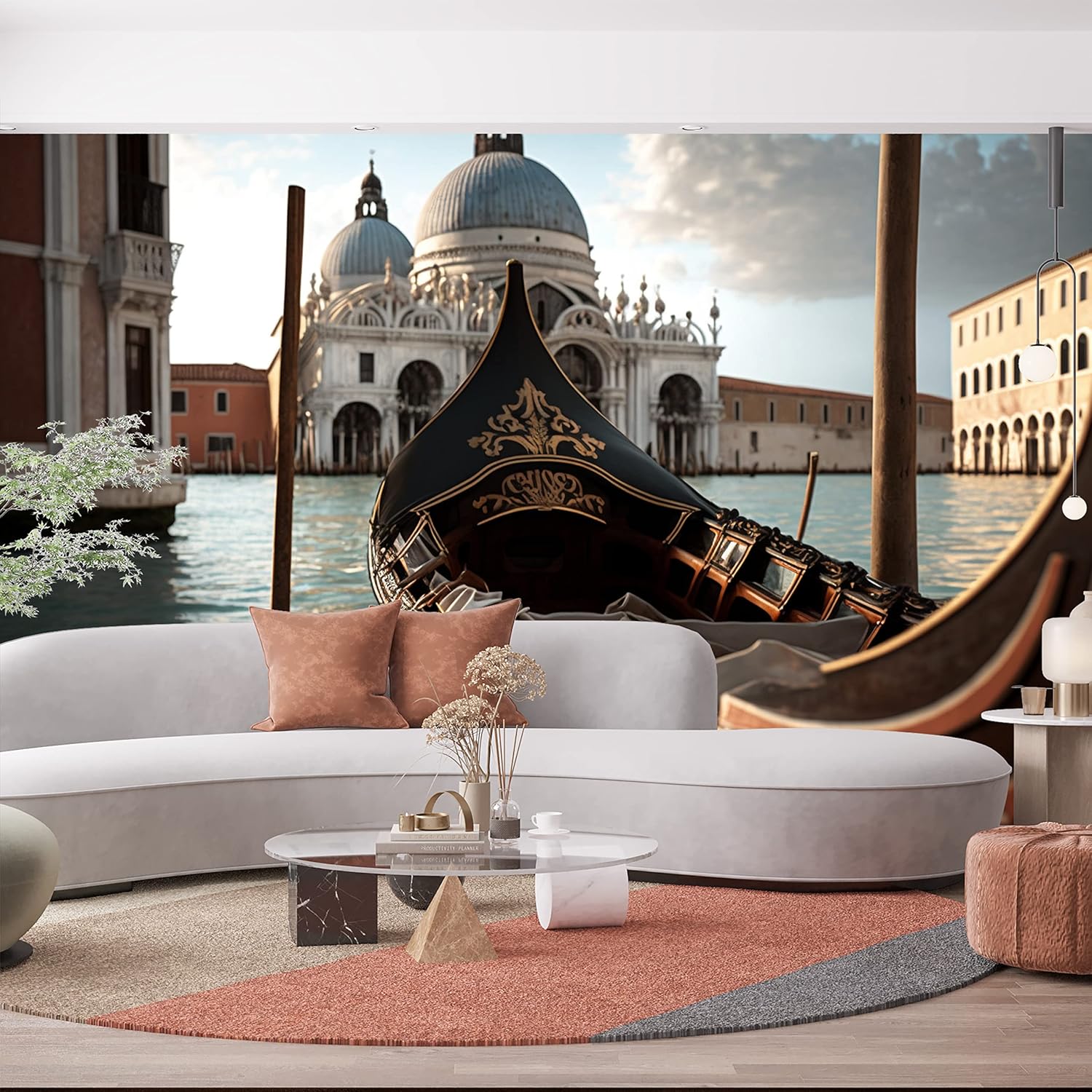 Papel tapiz con vista de góndola del canal de Venecia de Italia, arte mural de pared grande para dormitorio, oficina y sala de estar, papel adhesivo