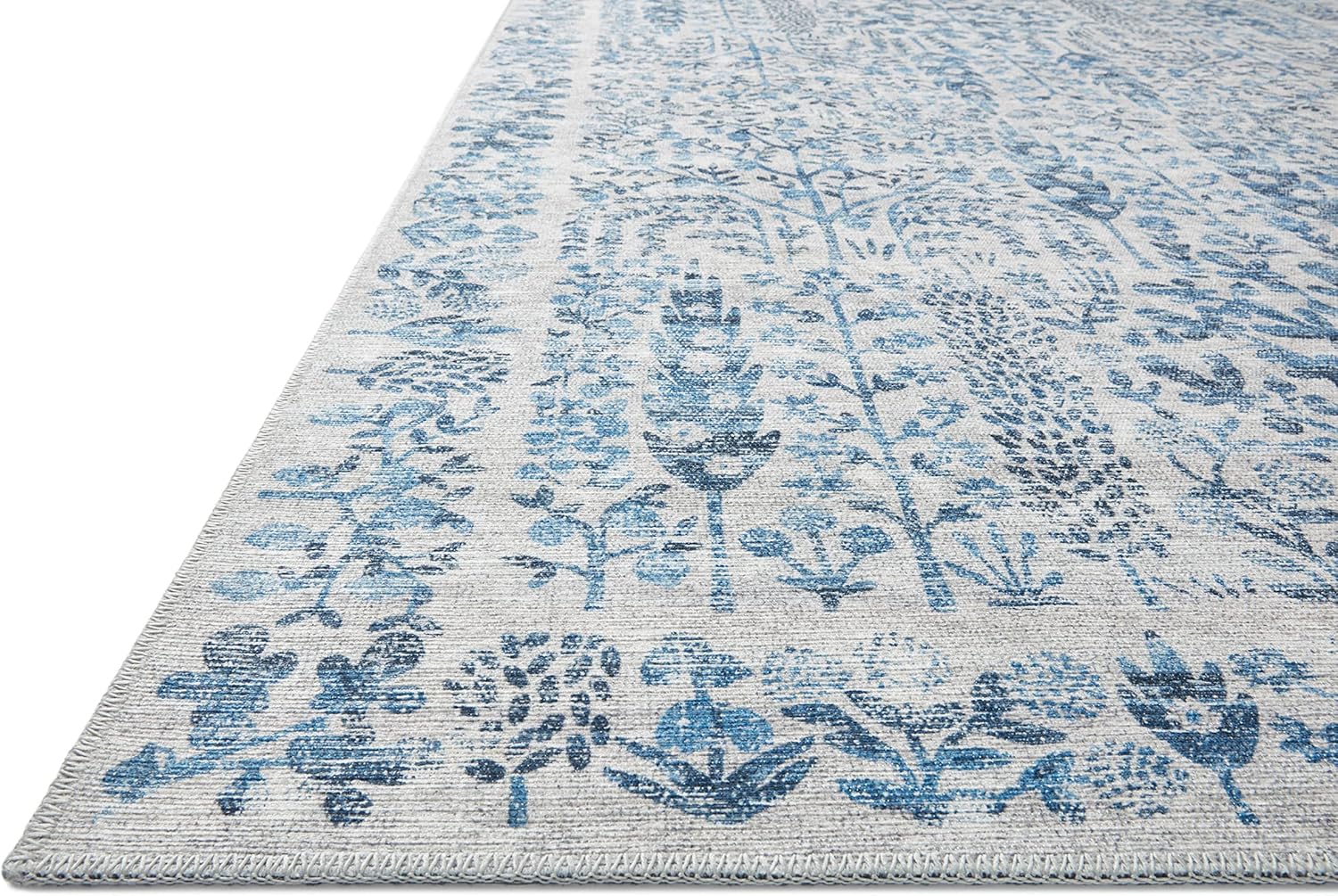 Loloi Rifle Paper Co. x Maison – Alfombra decorativa azul de 2 pies x 5 pies