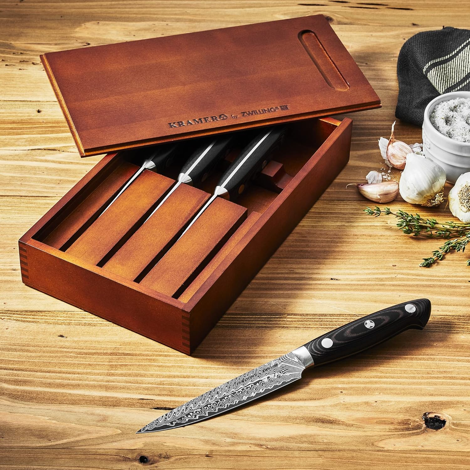 ZWILLING KRAMER – Juego de cuchillos para carne, 4 piezas, colección EUROLINE Stainless Damascus