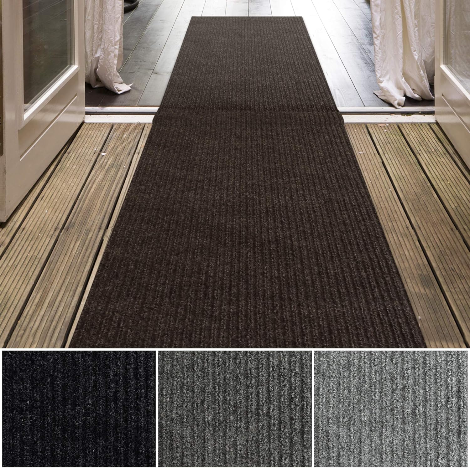 Alfombra de corredor iCustomRug para interioresexteriores, muchos tamaños disponibles, Marrón