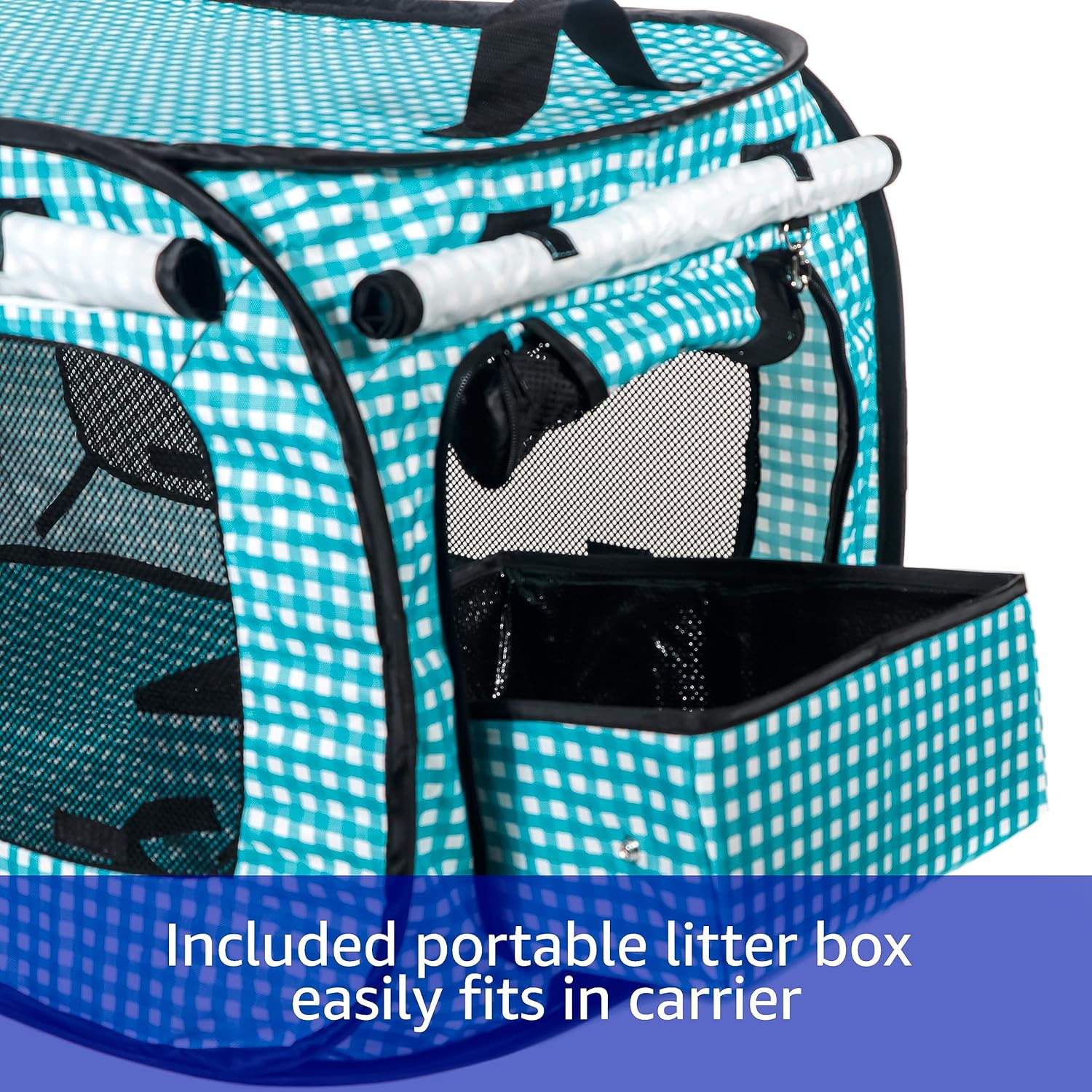 Pet Fit For Life Condominio de viaje plegable extragrande (32 x 19 x 19 pulgadas) para gatos con caja de arena de viaje para gatos y juguete de