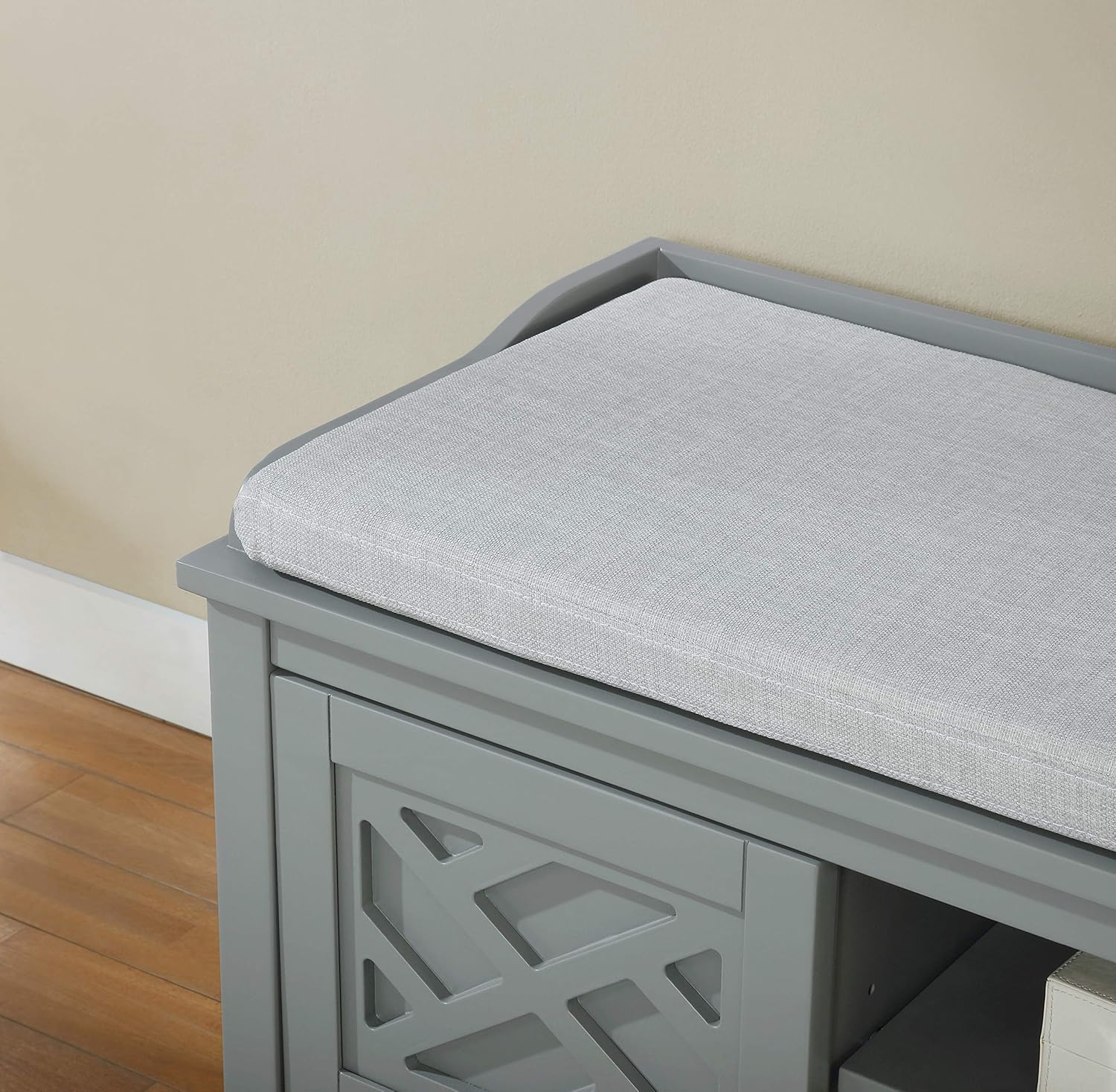 Alaterre Furniture Coventry – Banco de almacenamiento de madera con cojín, 45 pulgadas de ancho, color gris