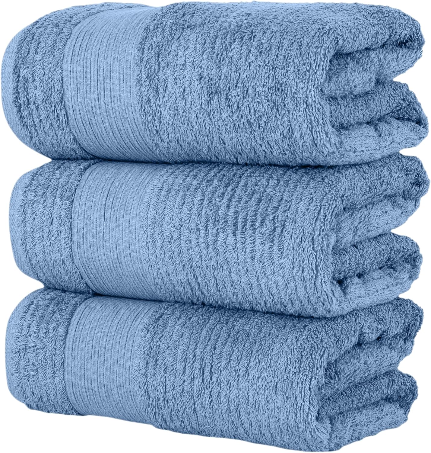 Chic Home Lujosas toallas de baño de 3 piezas de 100% algodón turco puro, 30 x 60 pulgadas, ultra suaves, altamente absorbentes, diseño de tejido