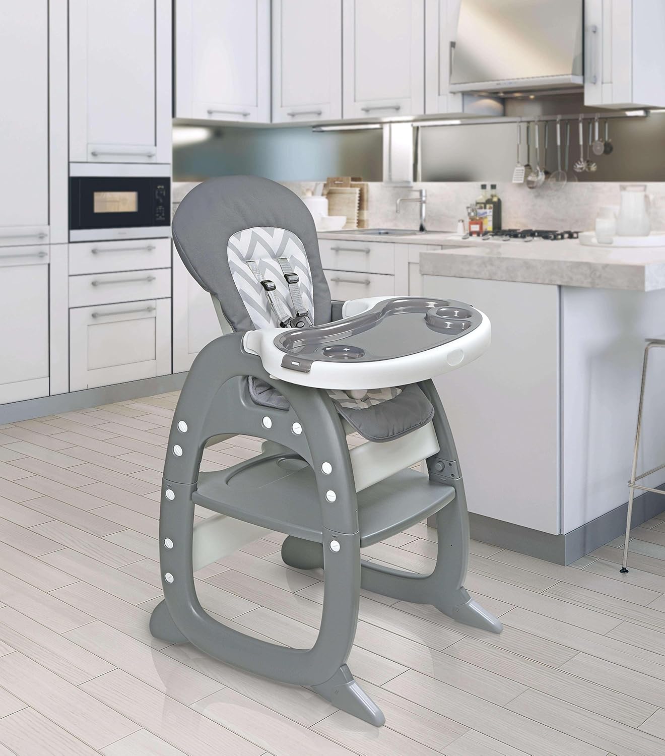 Badger Basket Envee II – Silla alta convertible para bebé con asiento de alimentación infantil, asiento elevador y escritorio para niños pequeños