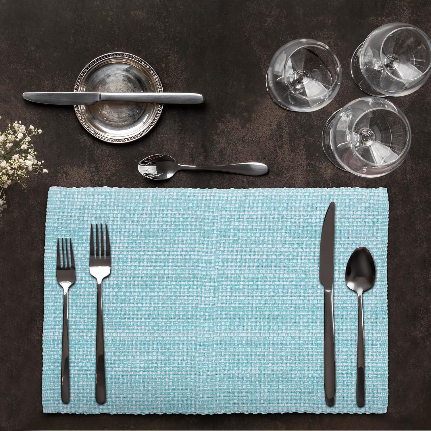 Urban Villa Manteles individuales para mesa de comedor, 100% algodón, 14 x 20 pulgadas, manteles individuales de gran tamaño, juego de 6 manteles