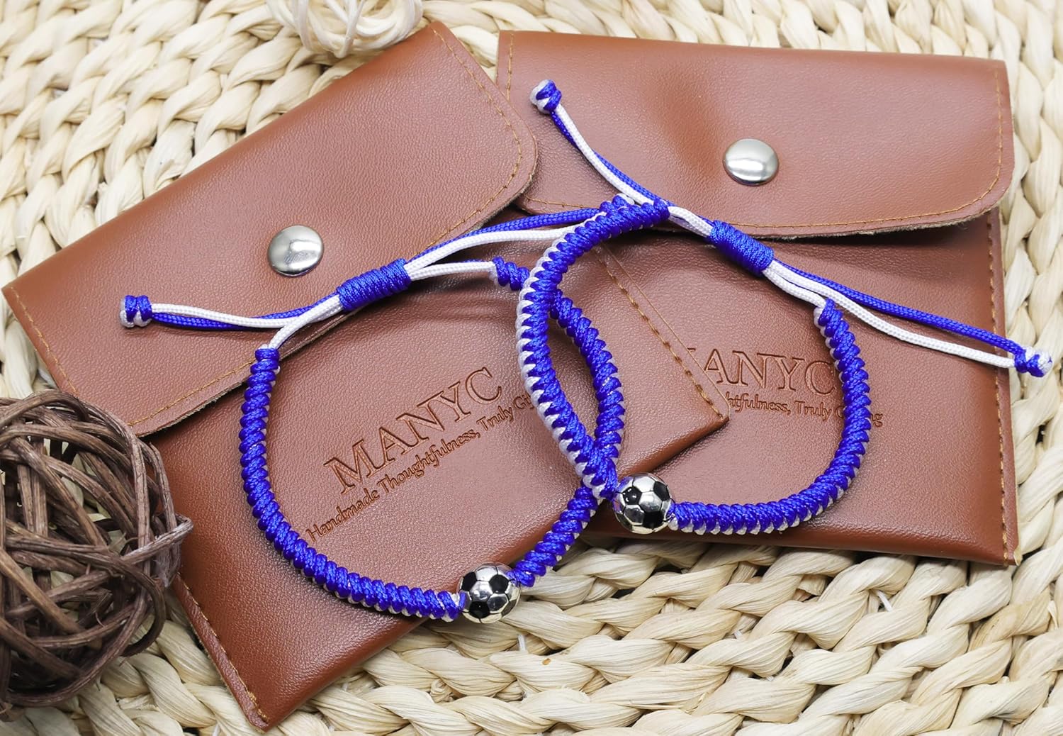MANYC Soccer Bracelets for Men Women and Kids – Stylish Accessories for Soccer Fans Team Spirit Gifts For boys Girls 8-12 and Game Decor (Blue 2PCS)
