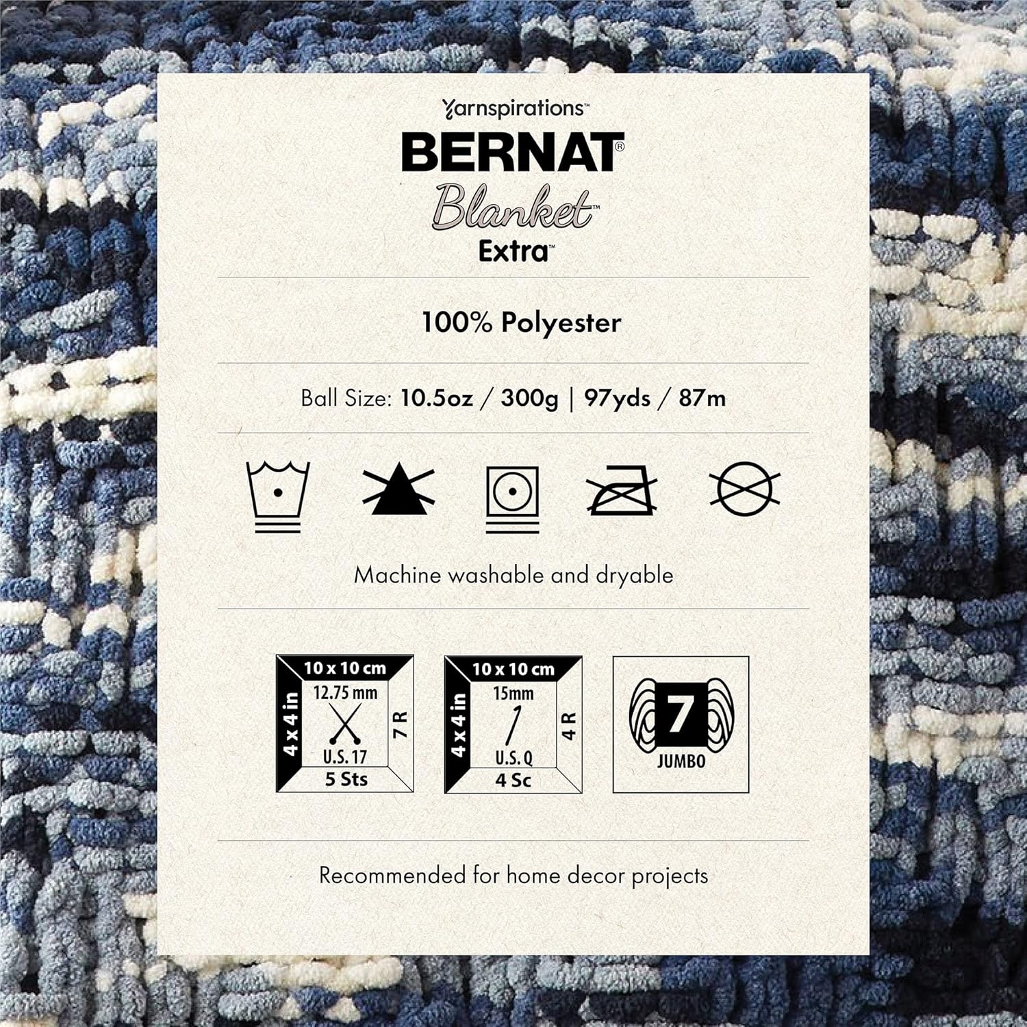Bernat Manta de hilo acrílico de chenil extra grueso, paquete de 2