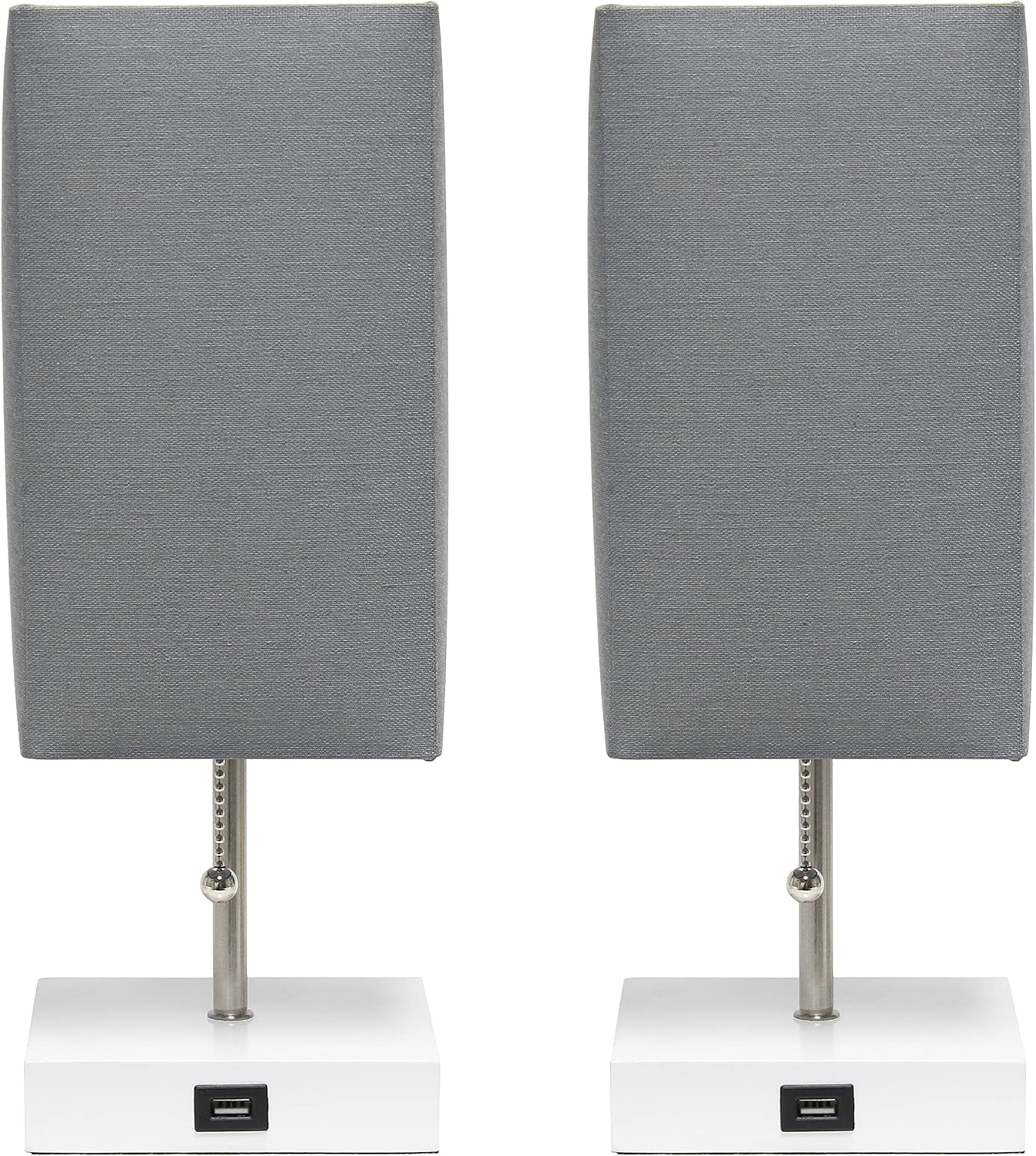 Simple Designs LC2004-GOW-2PK Puerto de carga USB, paquete de 2 lámparas de noche, blancogris