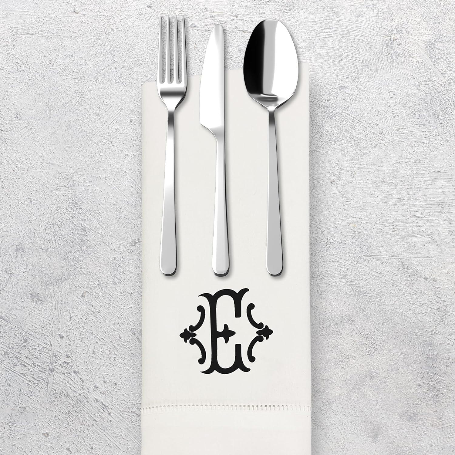 Servilletas de mesa de algodón de alta calidad con inicial bordada, paquete de 4, 20 x 20 pulgadas, lavables, diseño de vainica, elegantes