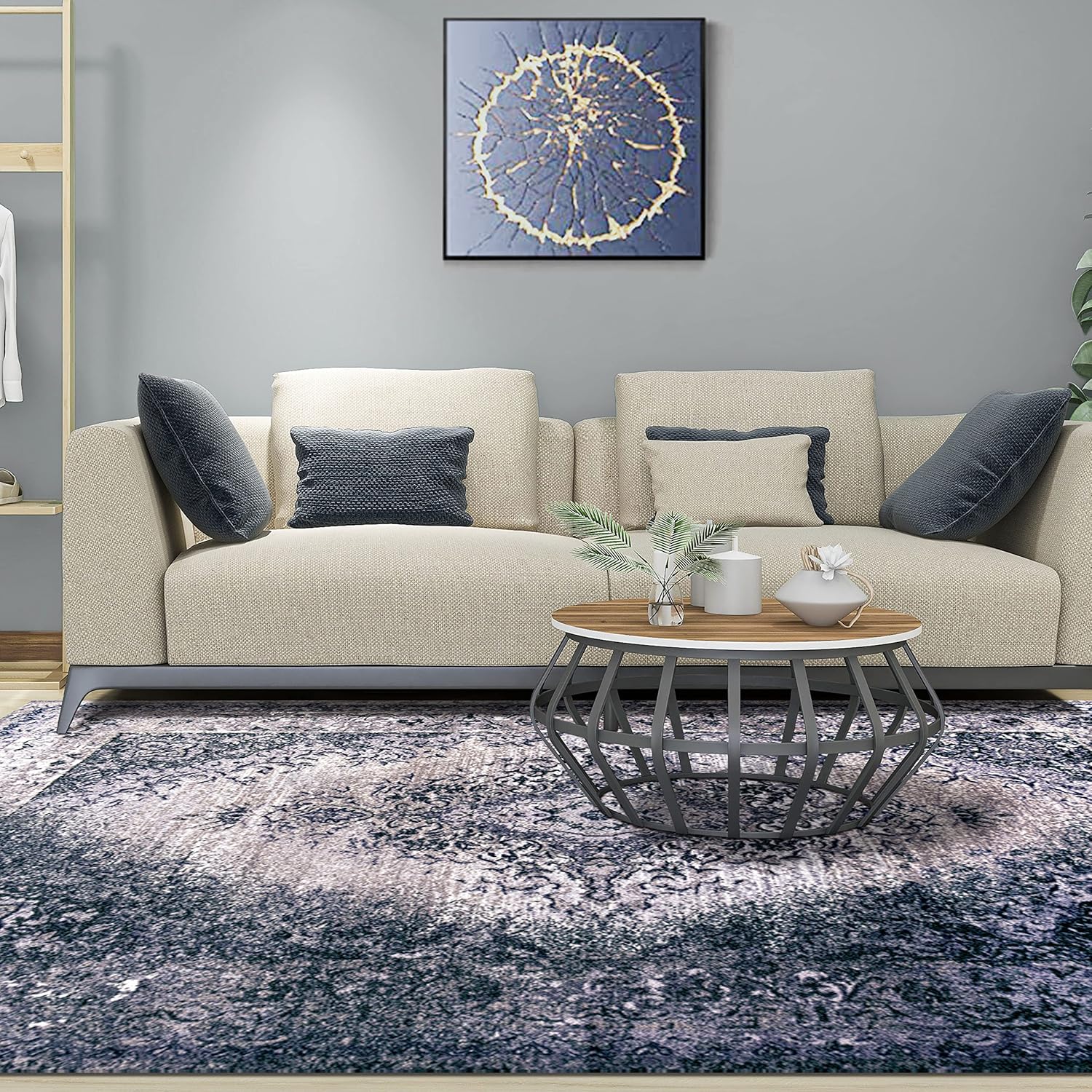 SUPERIOR Alfombra de interior grande para dormitorio, lavable para dormitorio, sala de estar, comedor, cocina, oficina, entrada, manta de felpa,