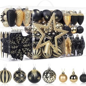 SHareconn Juego de 106 bolas de Navidad, bolas decorativas de plástico inastillables para decoración de árbol de Navidad, decoración de vacaciones, SHareconn Juego de 106 bolas de Navidad, bolas decorativas de plástico inastillables para decoración de árbol de Navidad, decoración de vacaciones,
